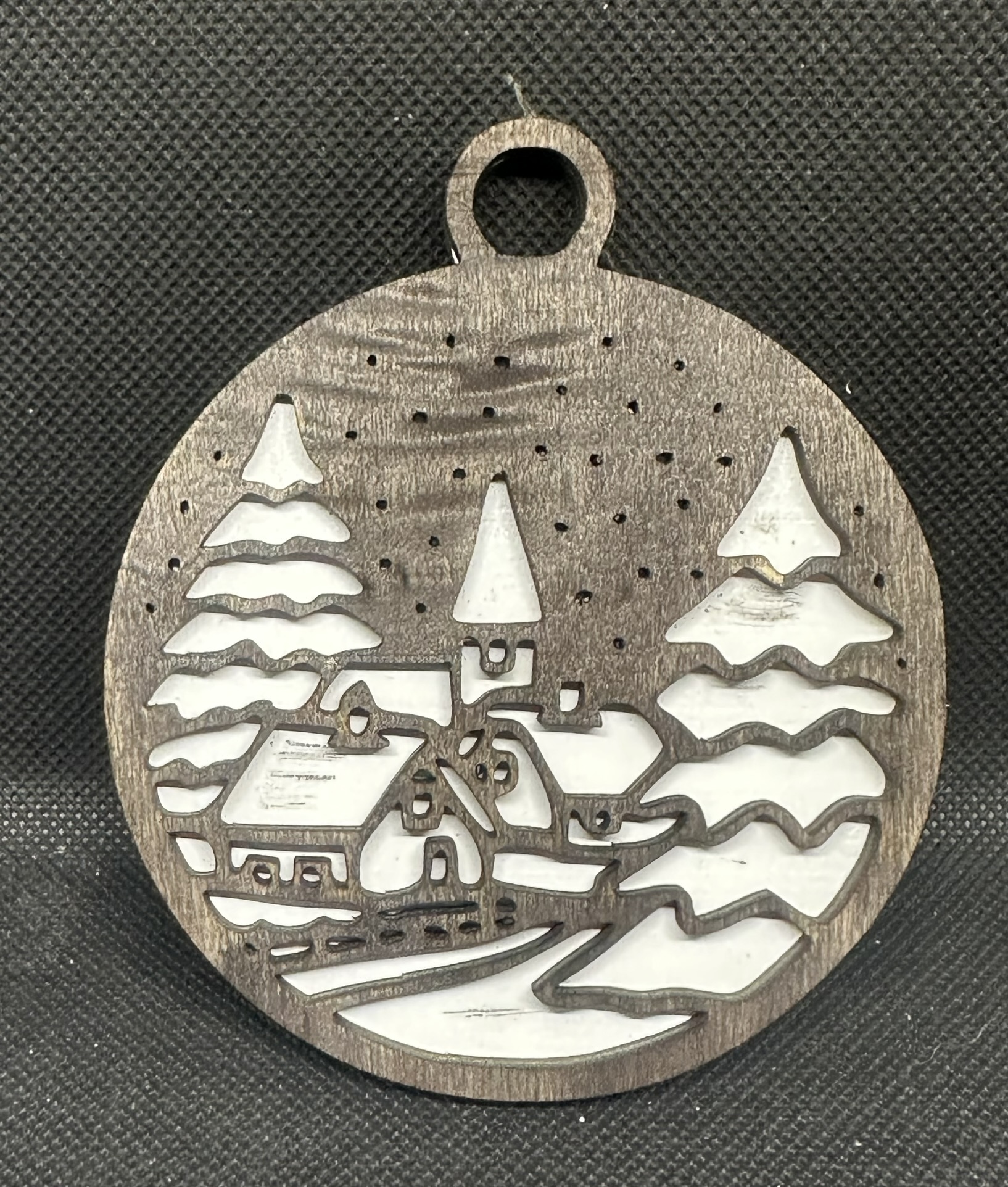 Weihnachtskugel Weiß /dunkelbraun