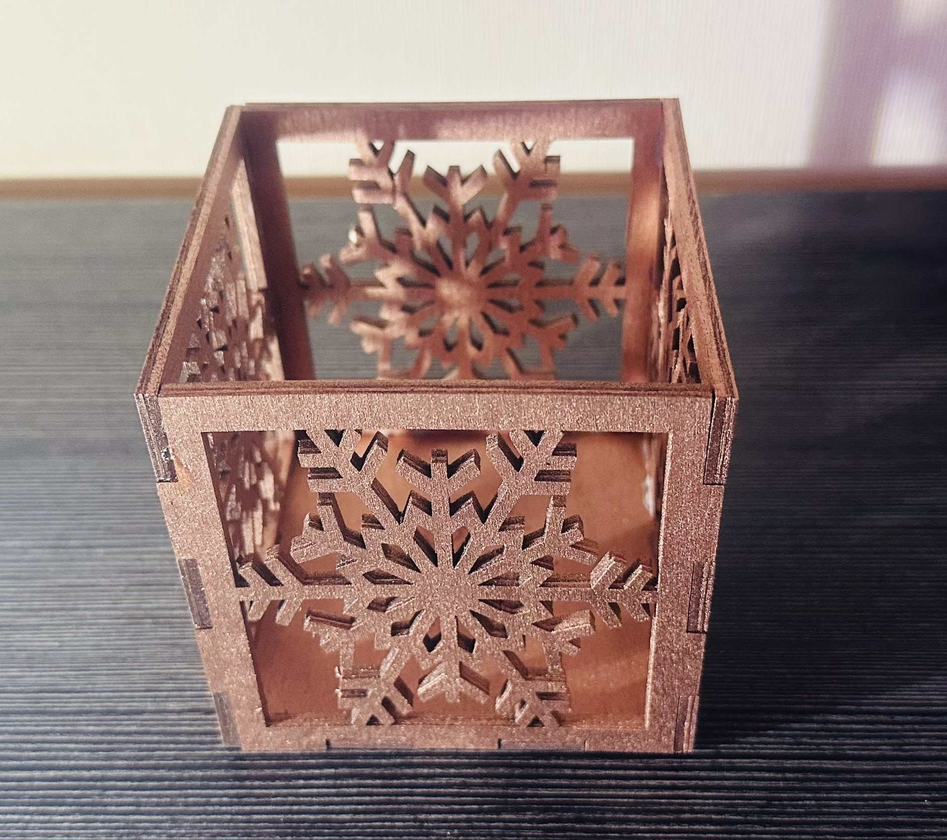 Rosa Gold Schneeflocken Kerzenhalter