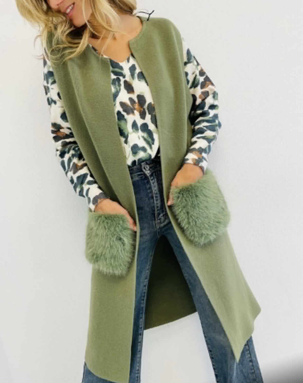 Long gilet Kaki