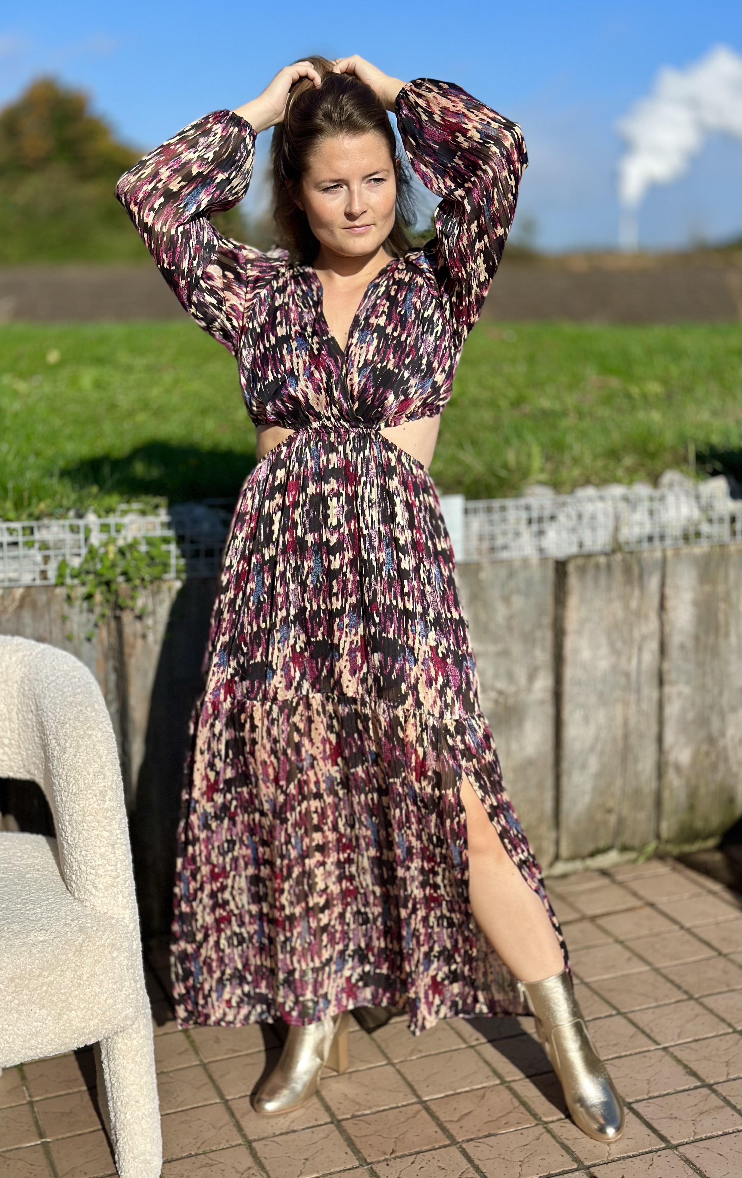 Robe chic motif violet