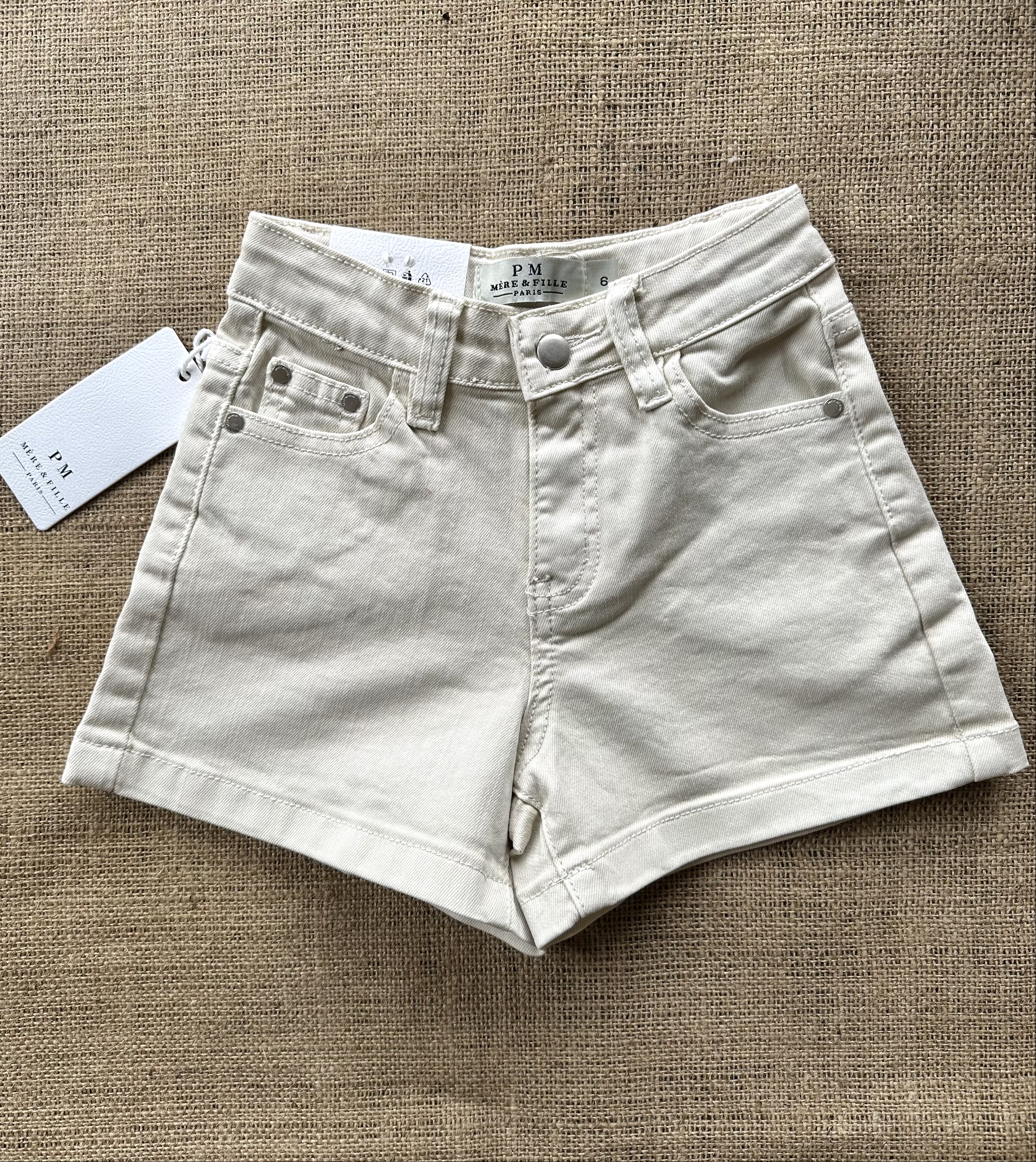 Short en jean beige enfant