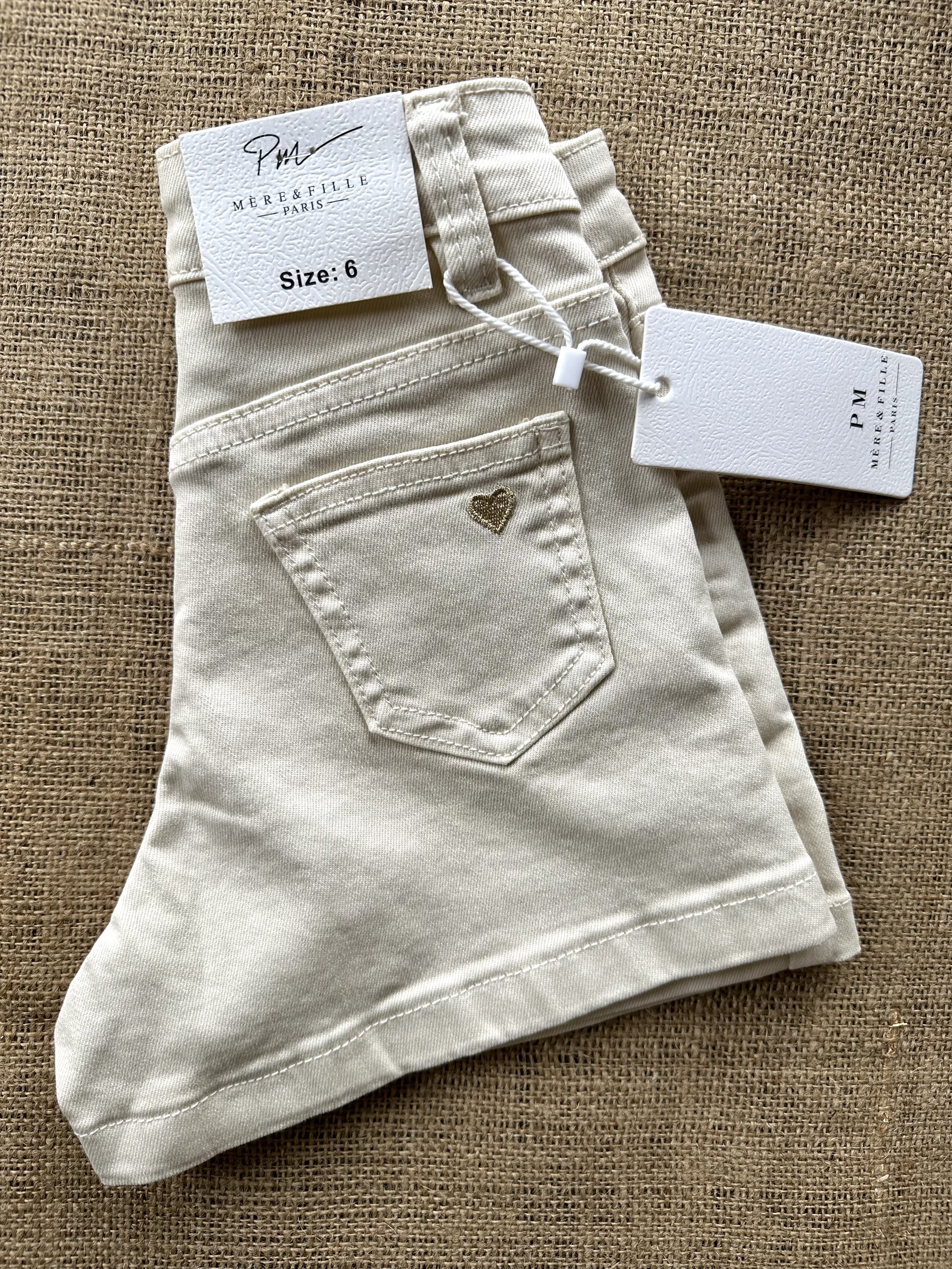 Short en jean beige enfant