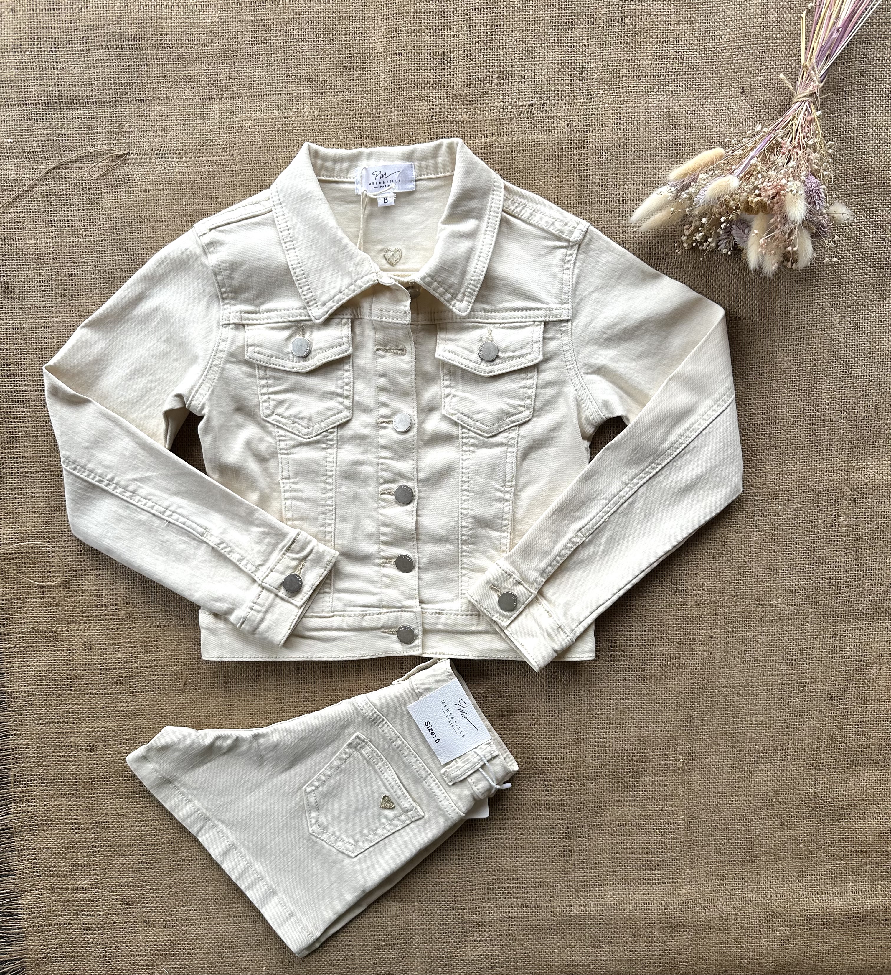 Short en jean beige enfant