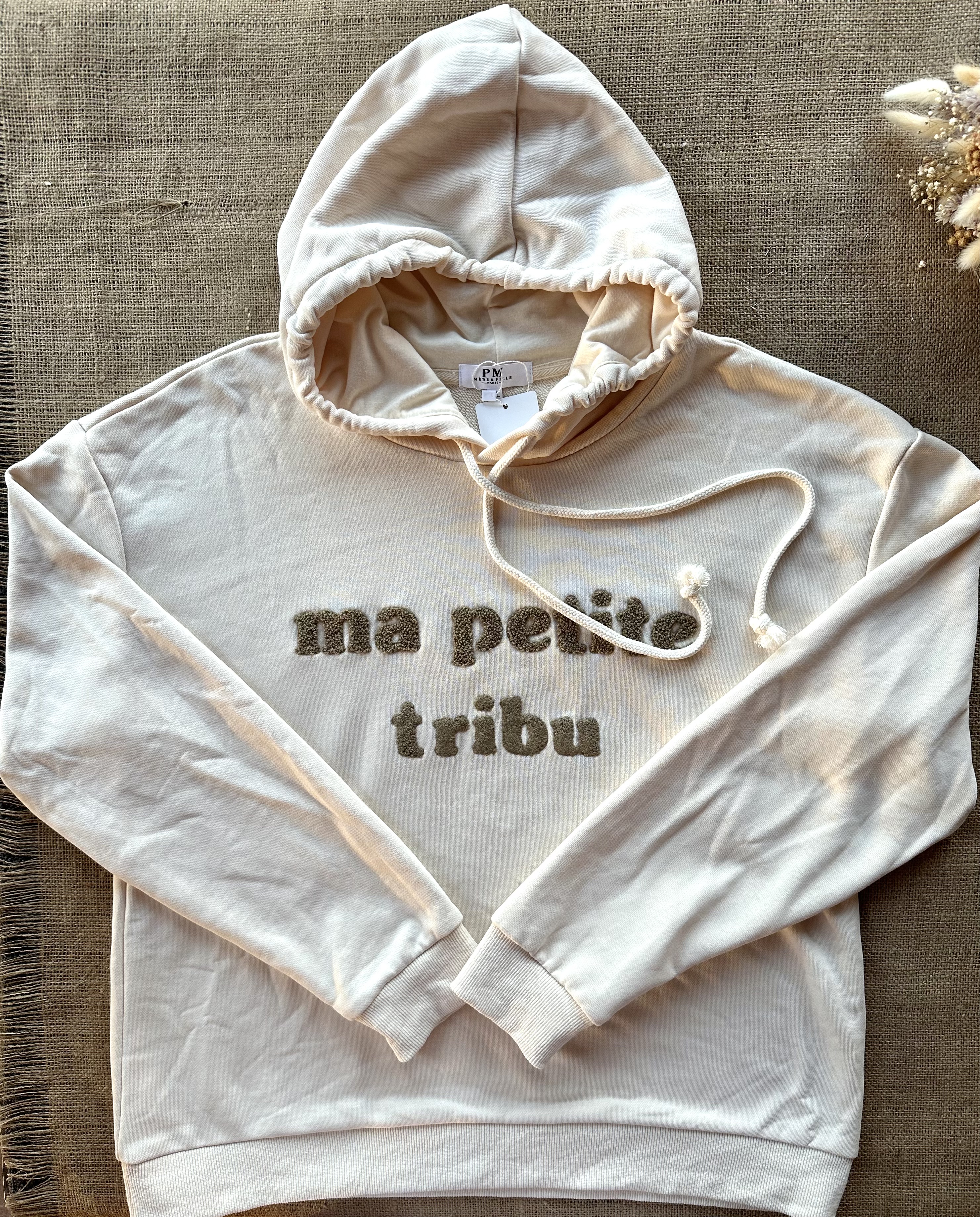 Sweat à capuche beige adulte