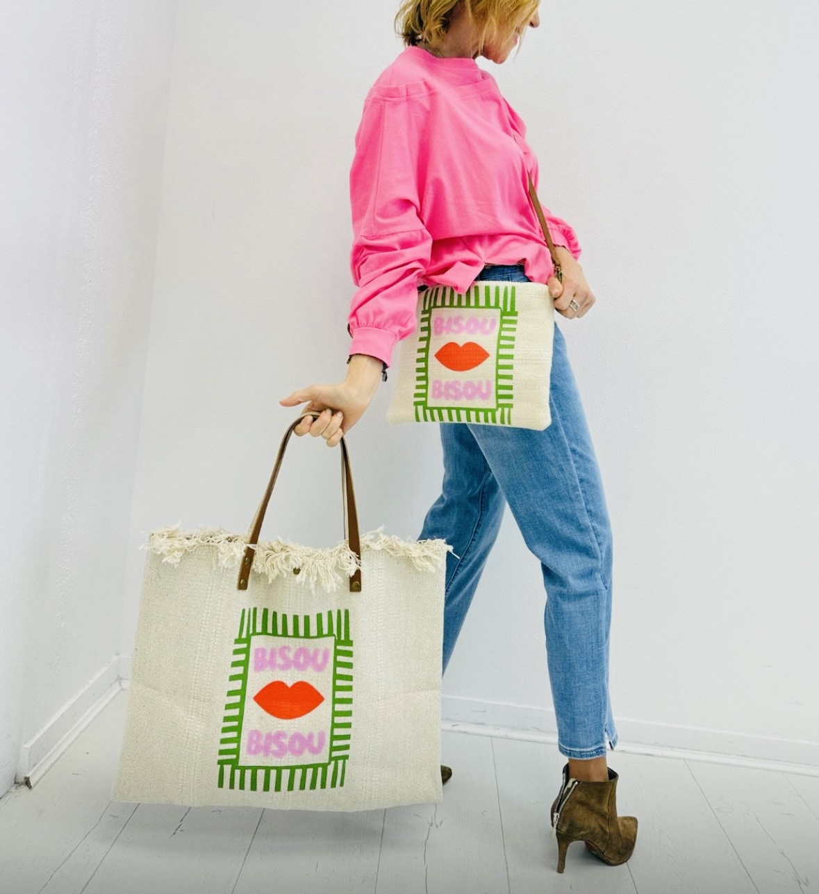 Sac en toile avec motif Bisou