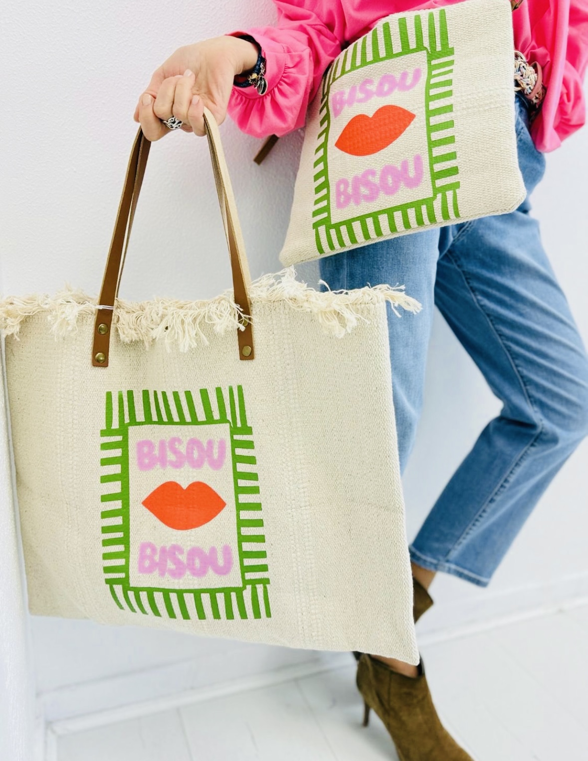 Sac en toile avec motif Bisou