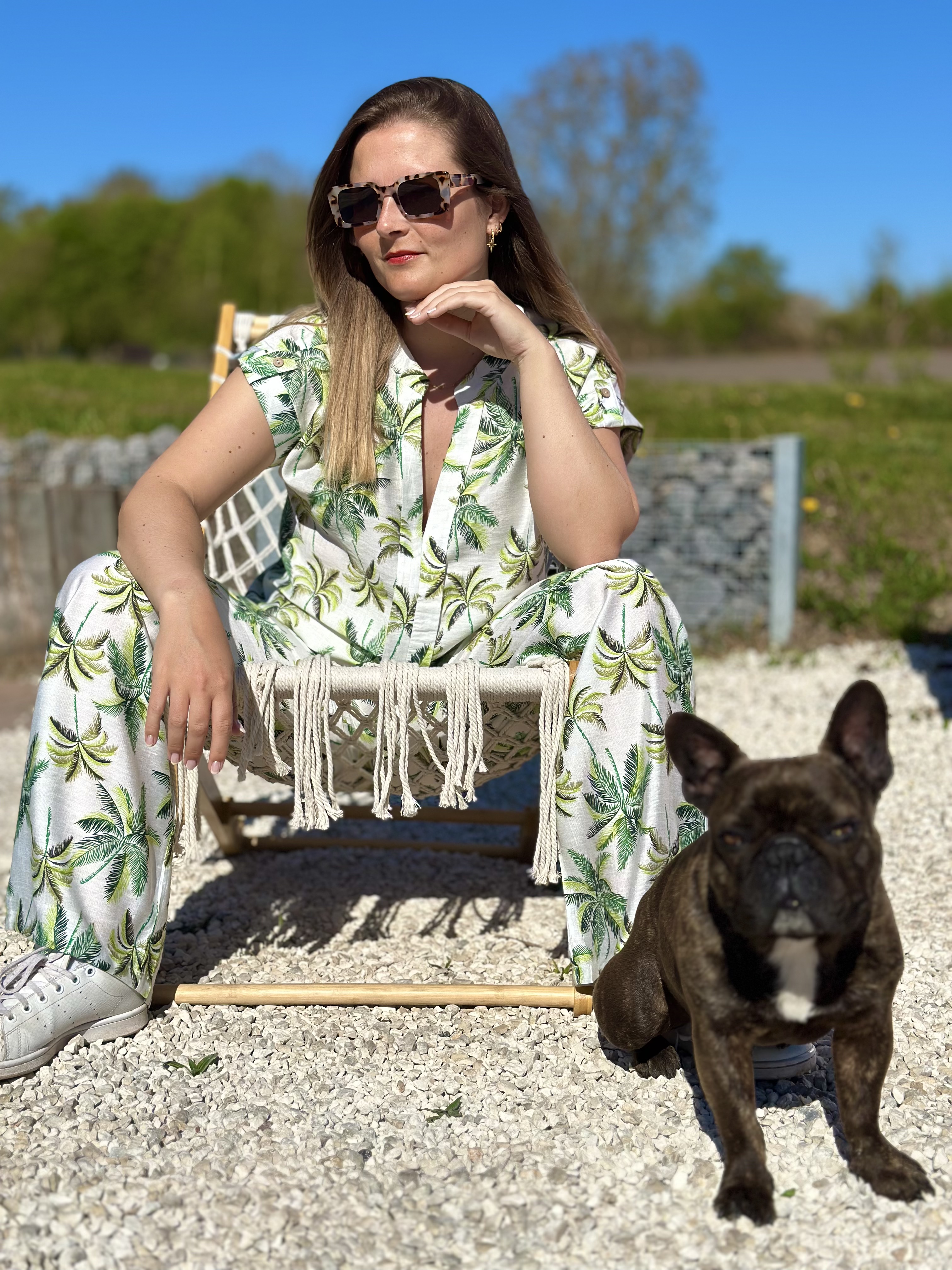 Pantalon à motifs palmiers