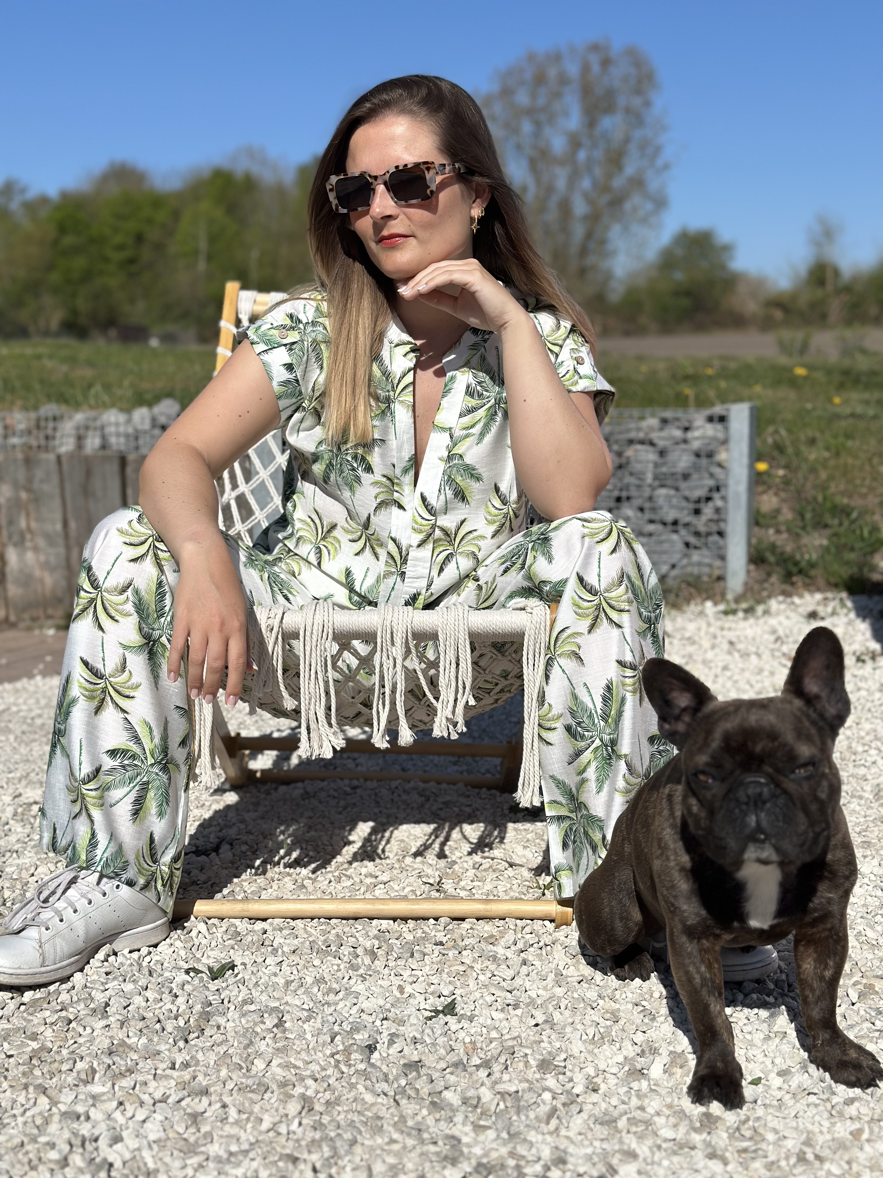 Pantalon à motifs palmiers