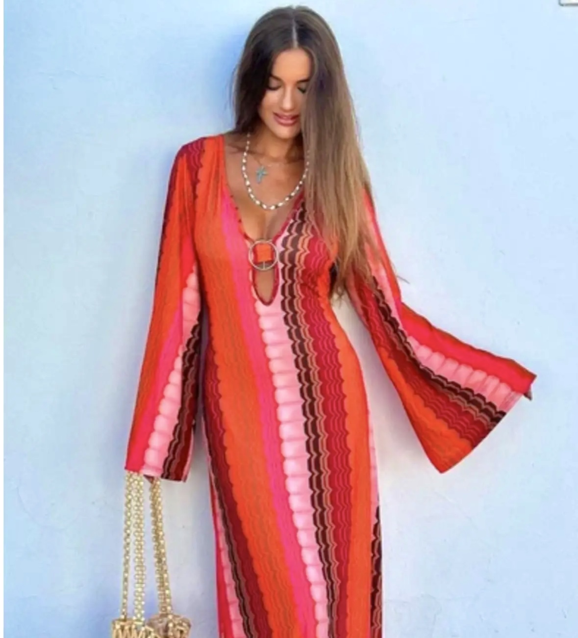 Robe moulante à motifs colorés