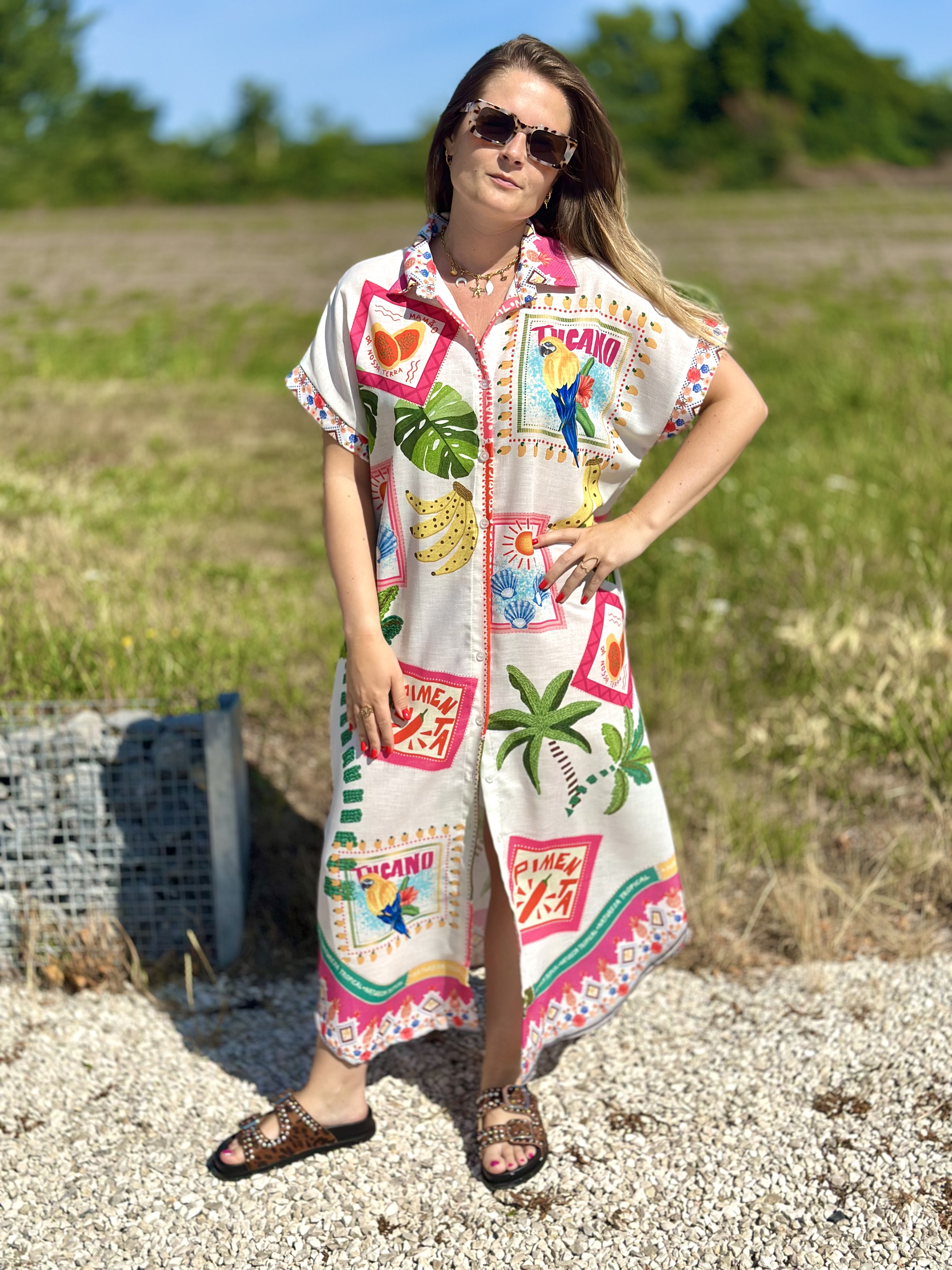 Robe chemise d'été colorée