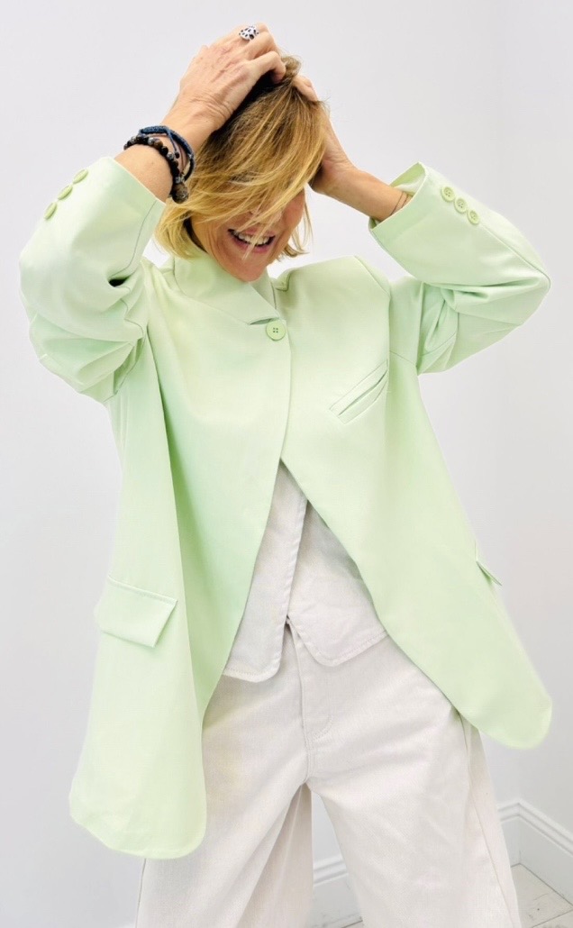 Blazer vert menthe asymétrique