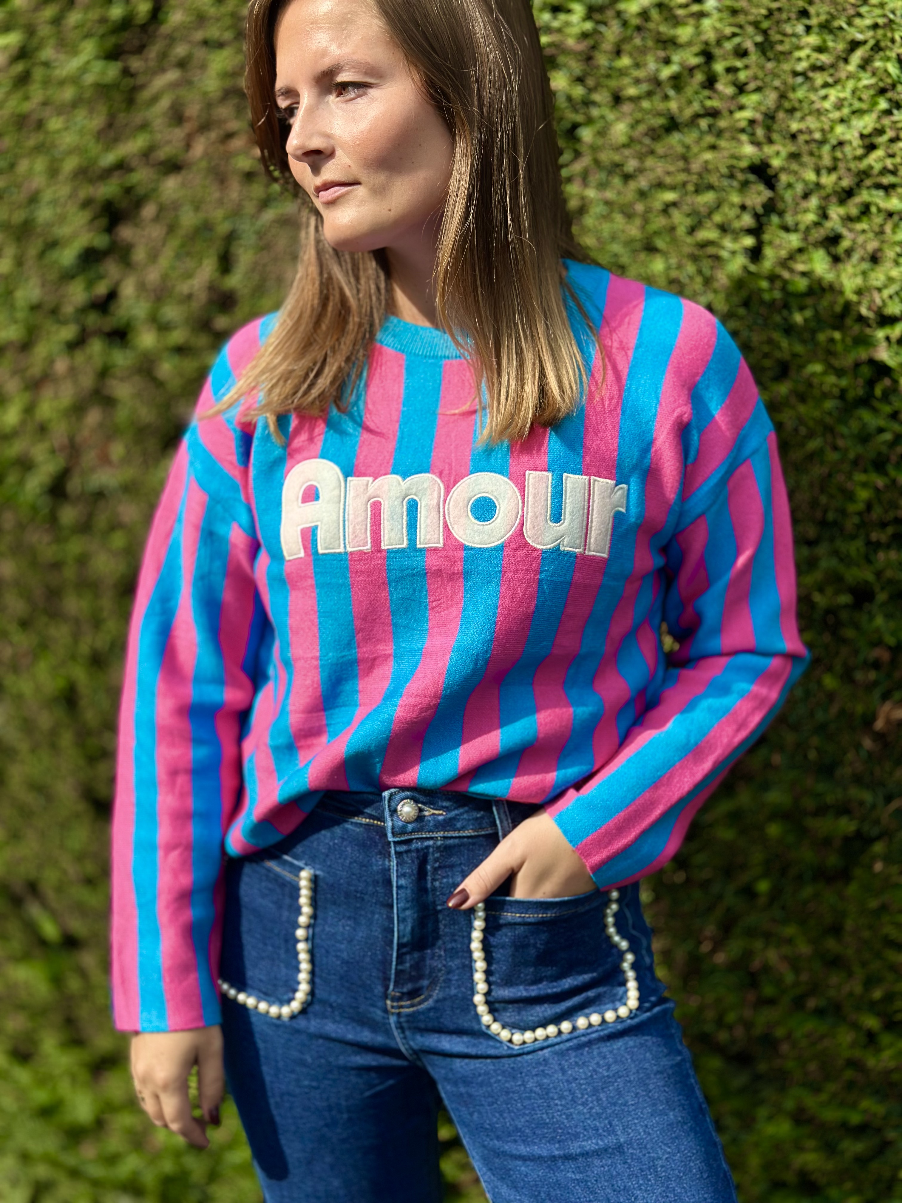 Pull 'Amour' à rayures