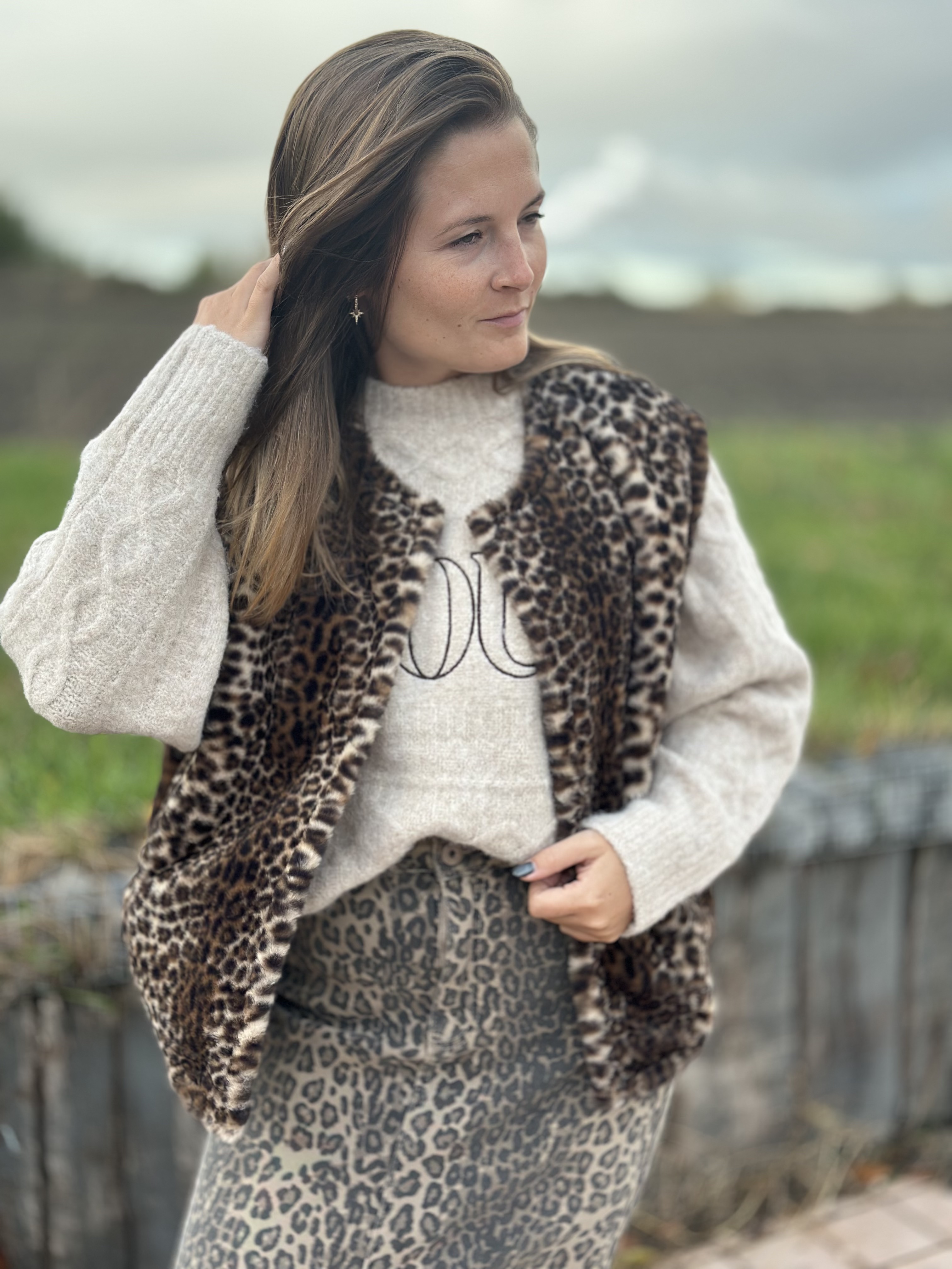 Gilet en fausse fourrure léopard, Joyna