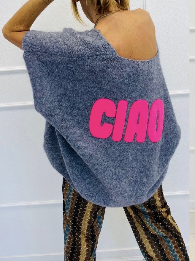 Pull oversize gris 'CIAO', Izzy