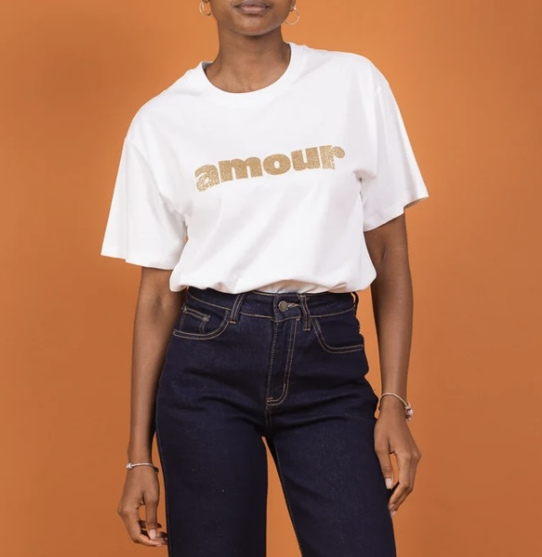 T-shirt 'amour' blanc ,Mère & Fille