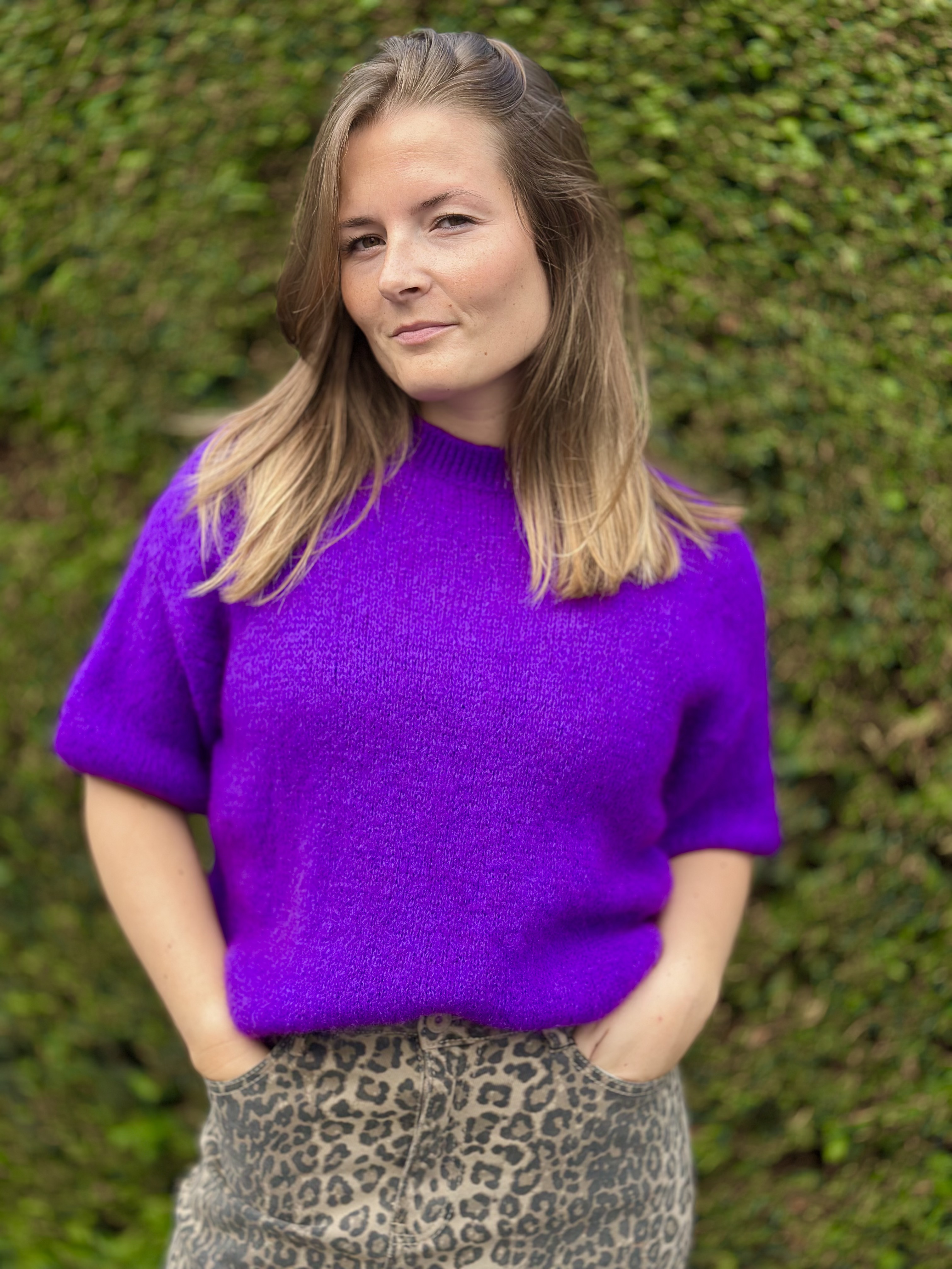 Pull violet en tricot