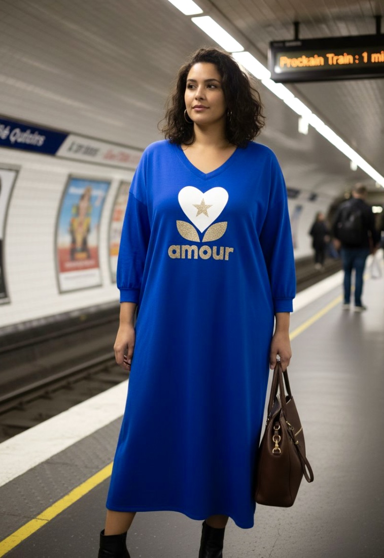 Robe longue bleue 'Amour', GT