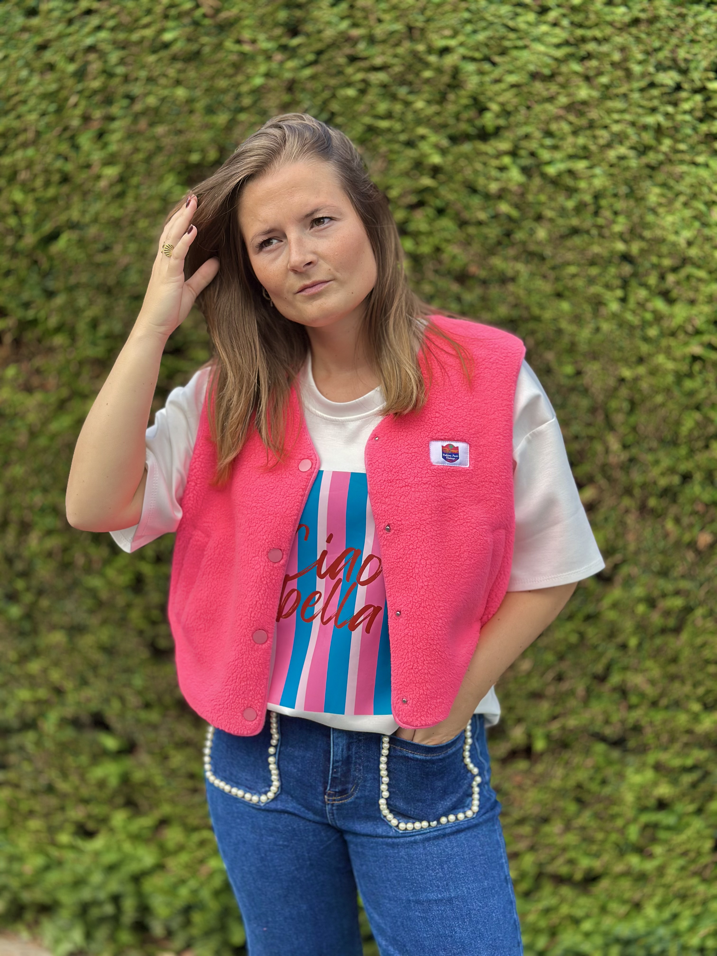 Gilet rose en polaire