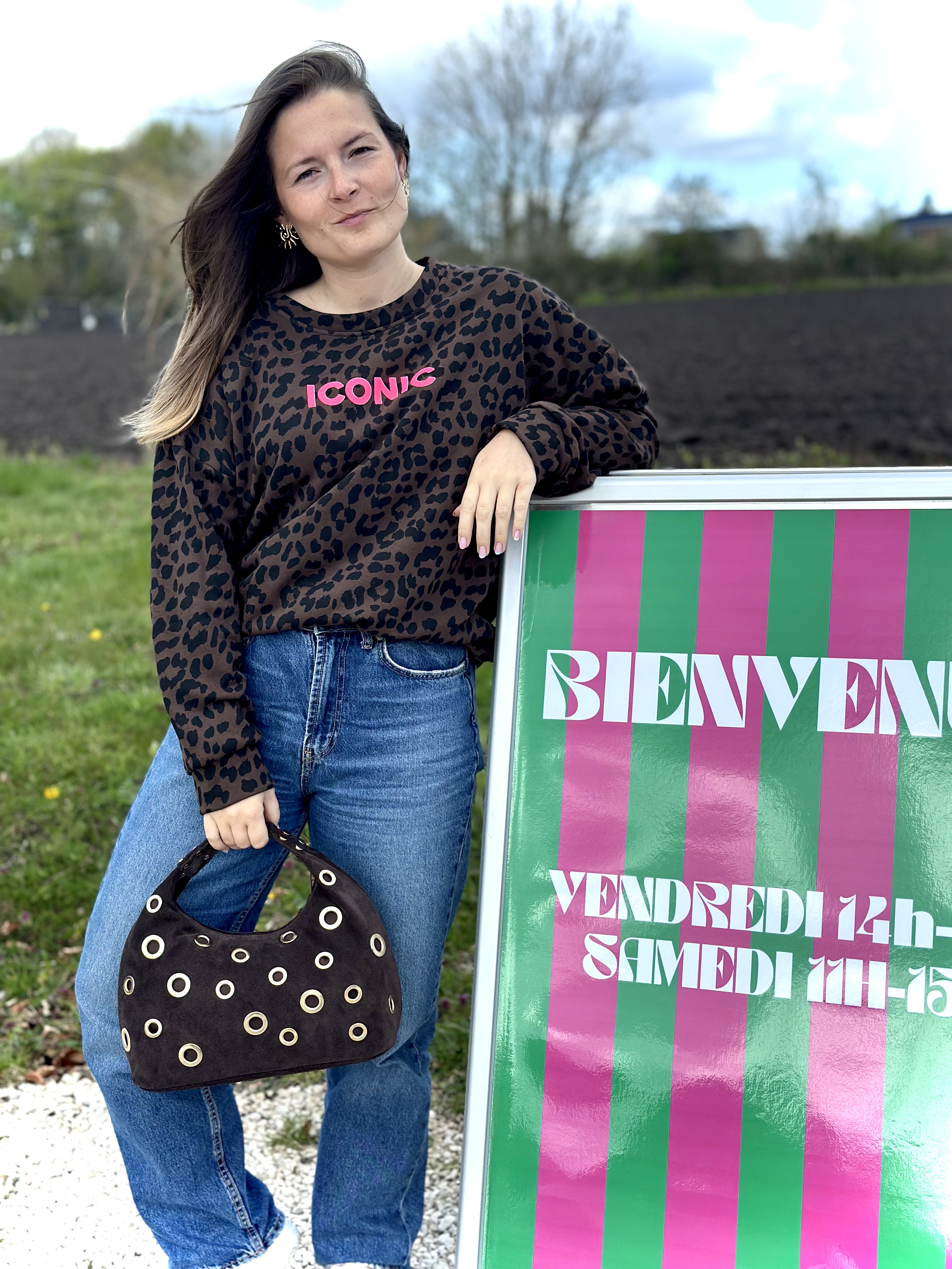 Sweat léopard "Iconic" fluo