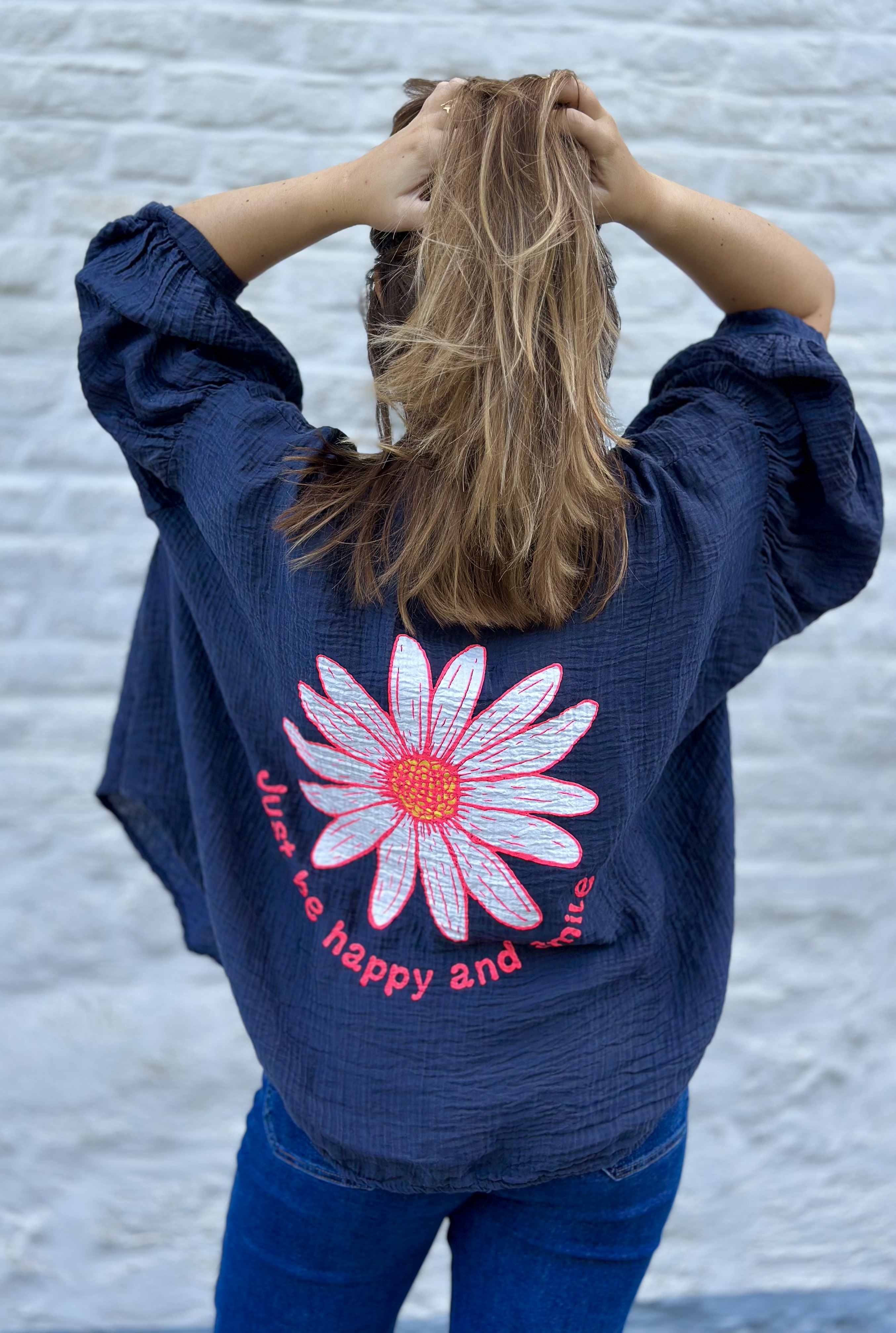 Chemise oversize à motif marguerite