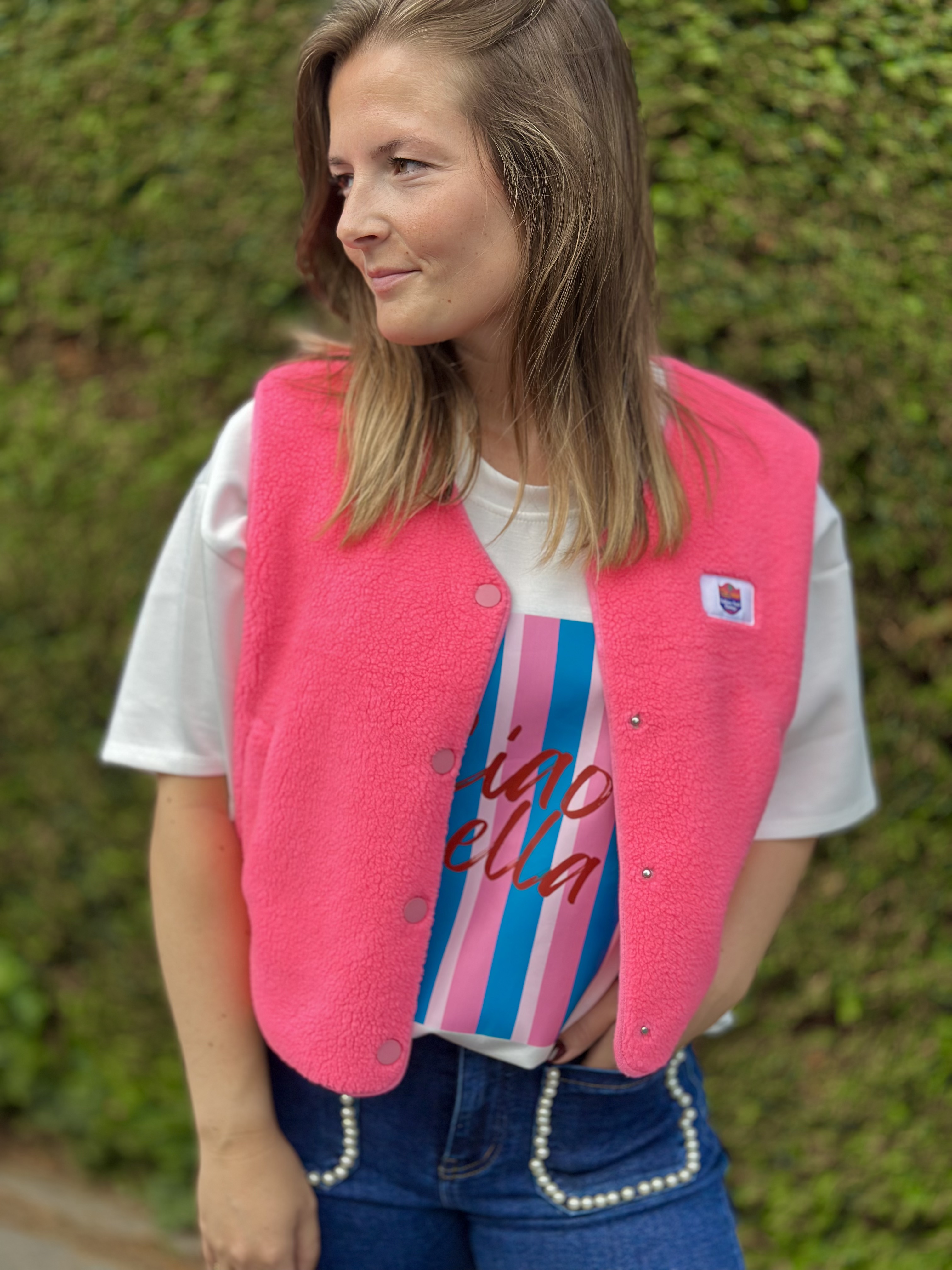 Gilet rose en polaire
