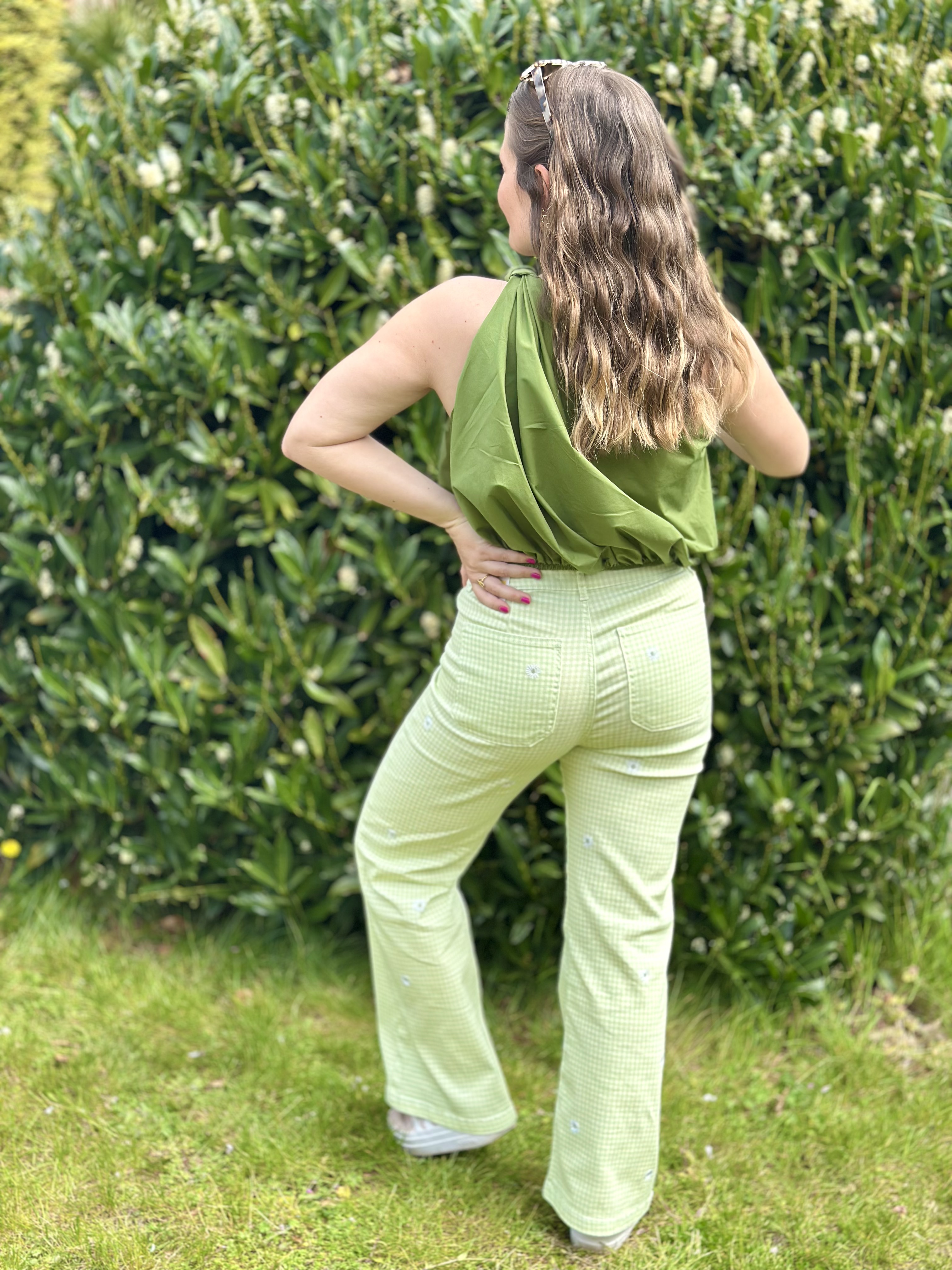 Pantalon évasé vert pâle