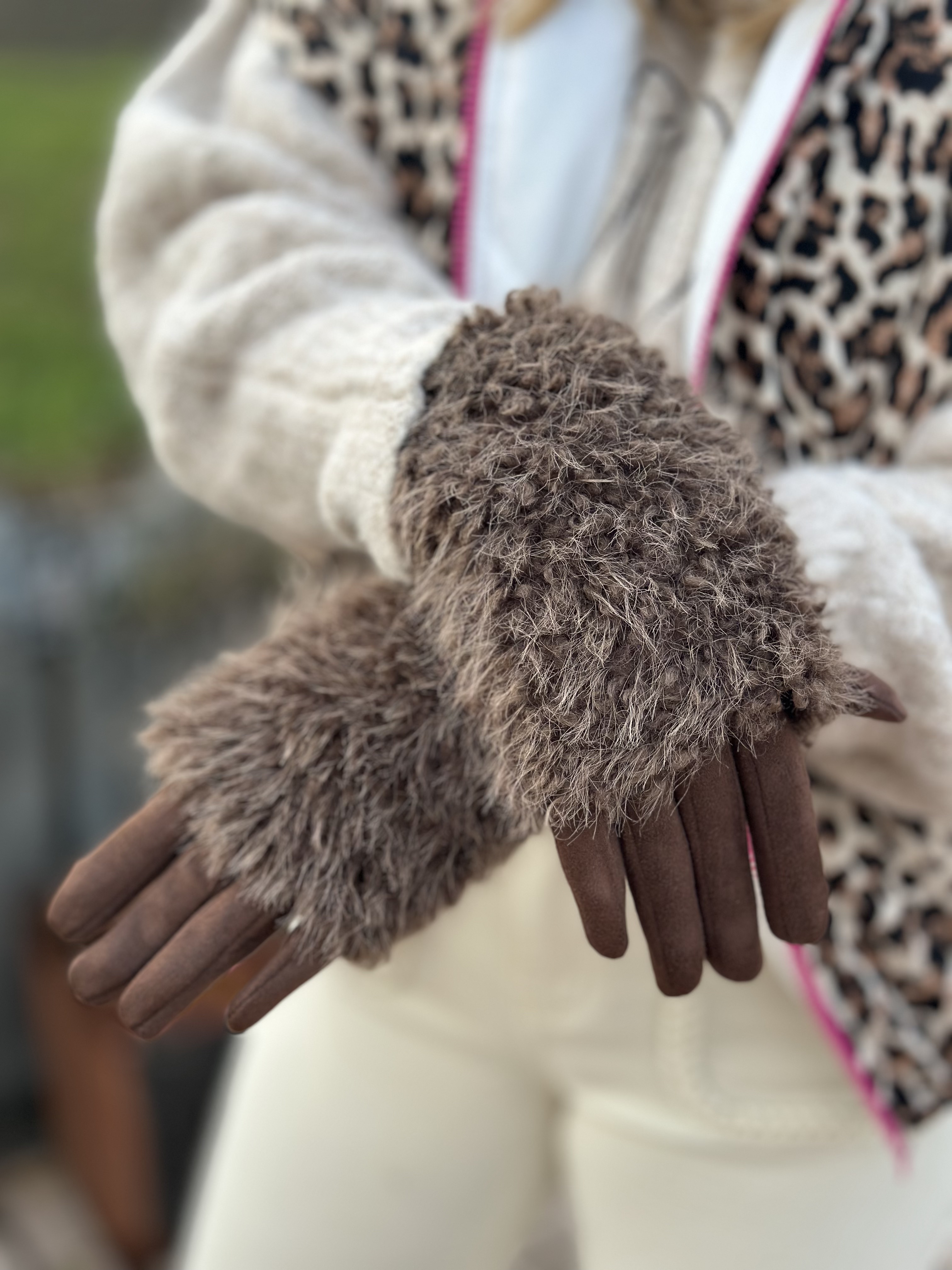 Gants d'hiver en fausse fourrure