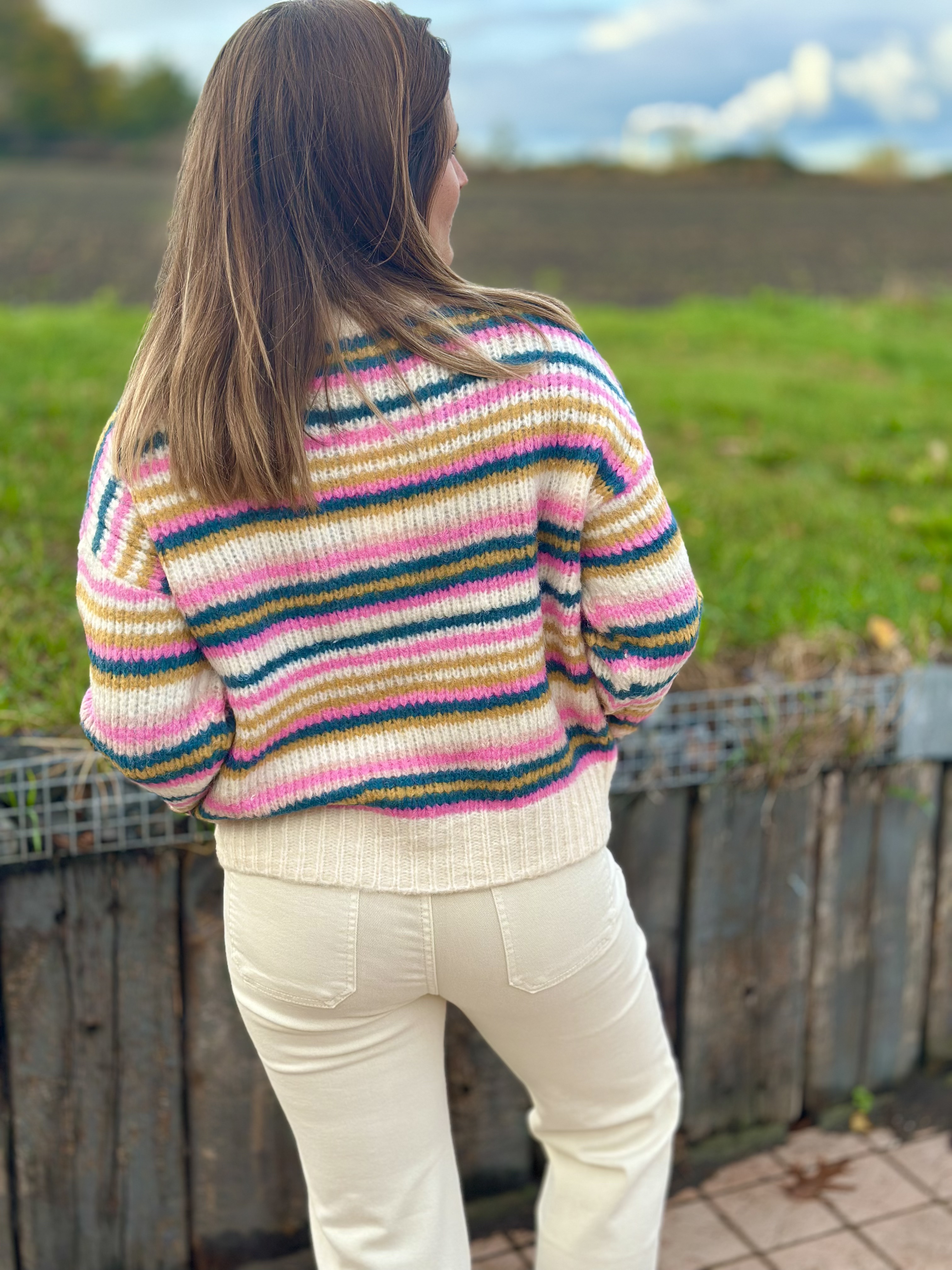Pull rayé multicolore