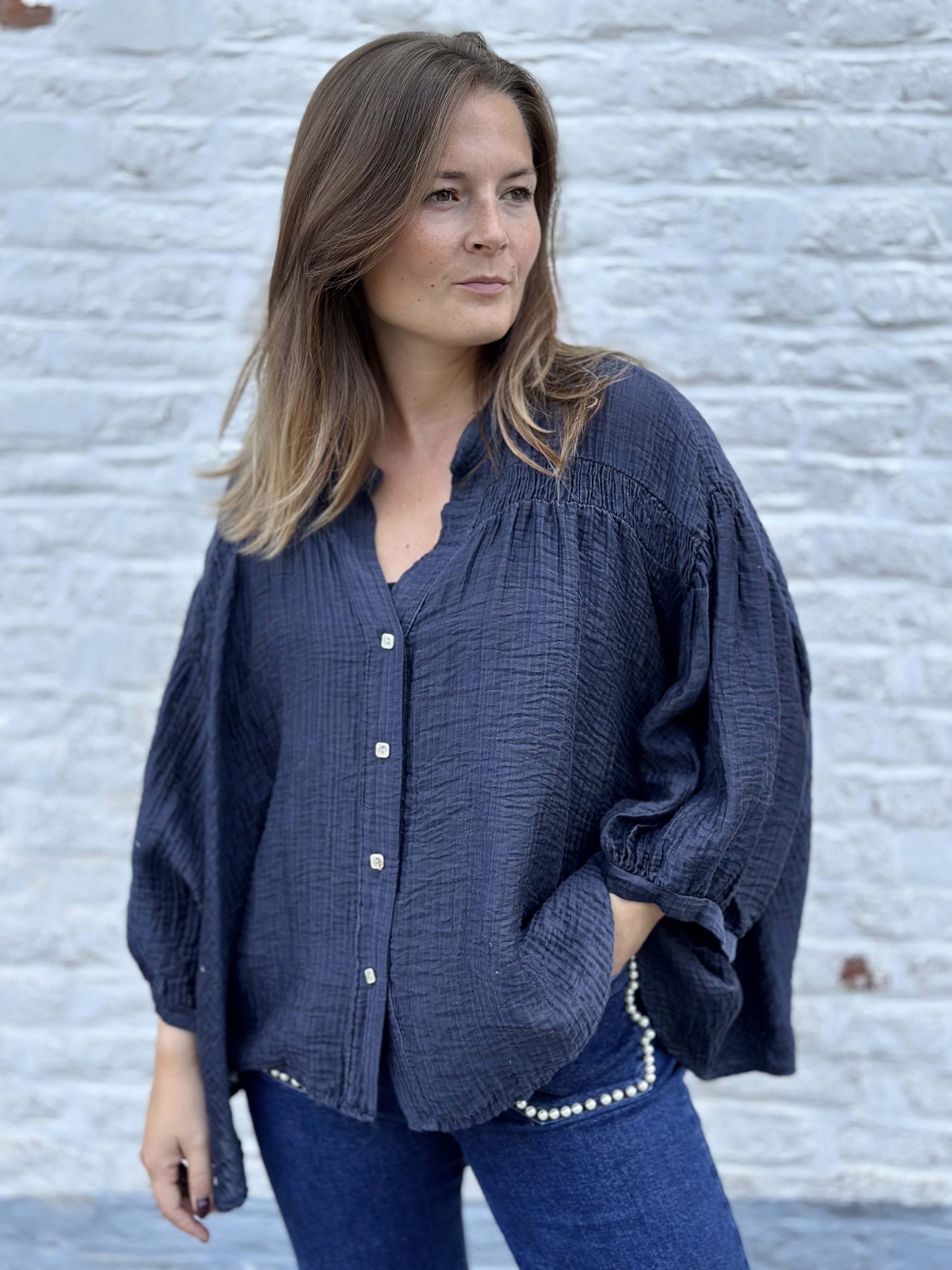 Chemise oversize à motif marguerite