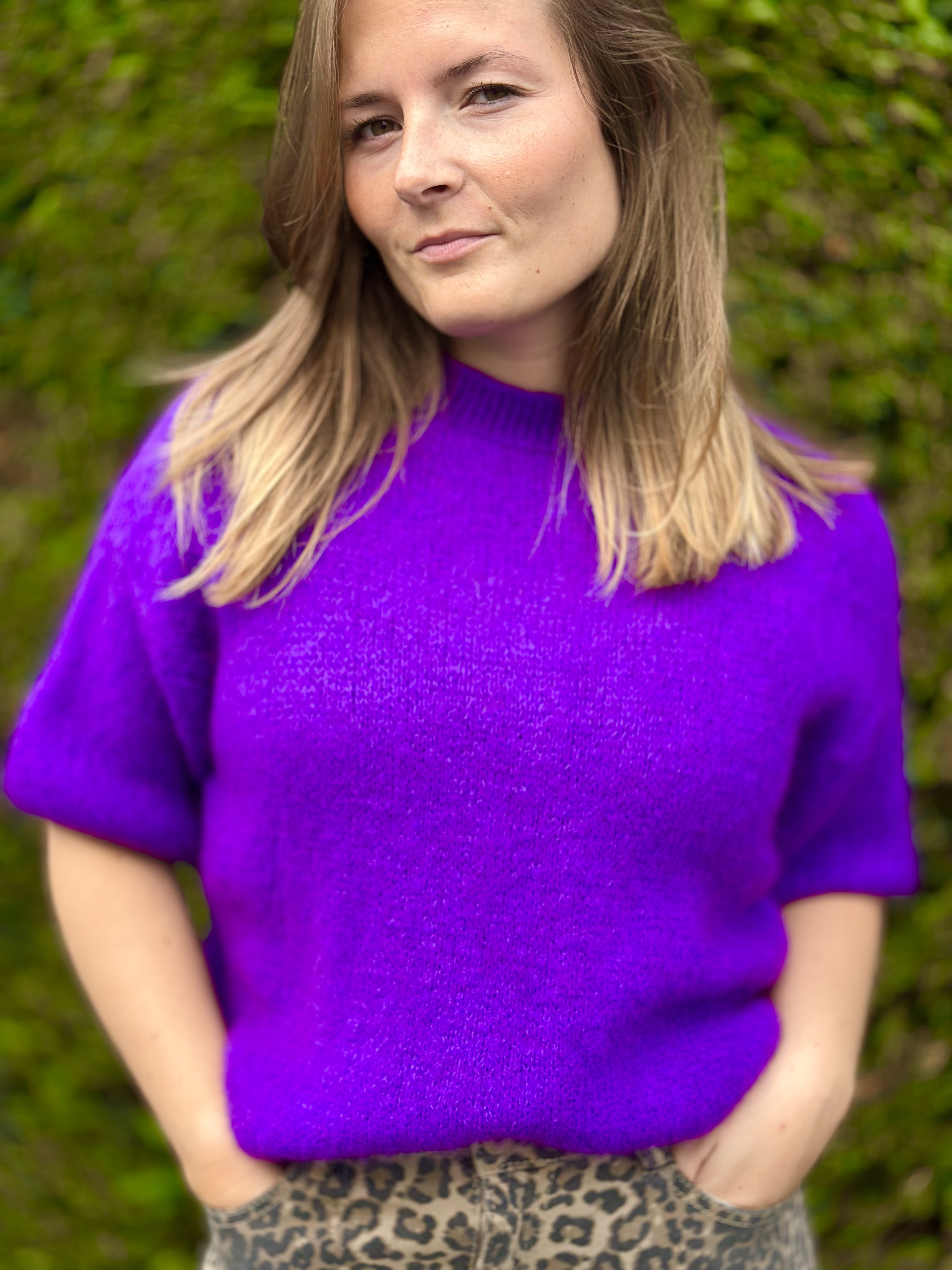 Pull violet en tricot