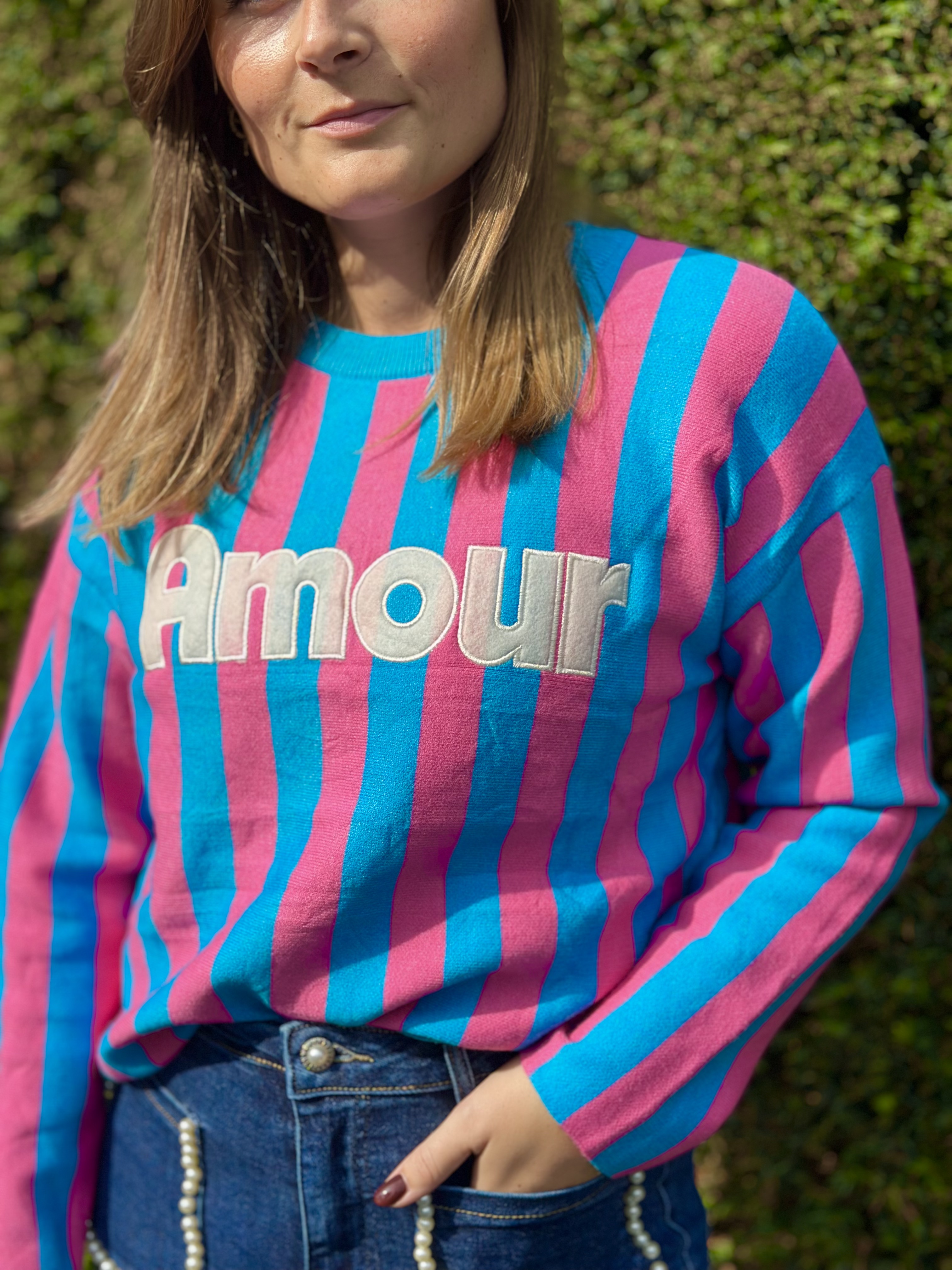 Pull 'Amour' à rayures