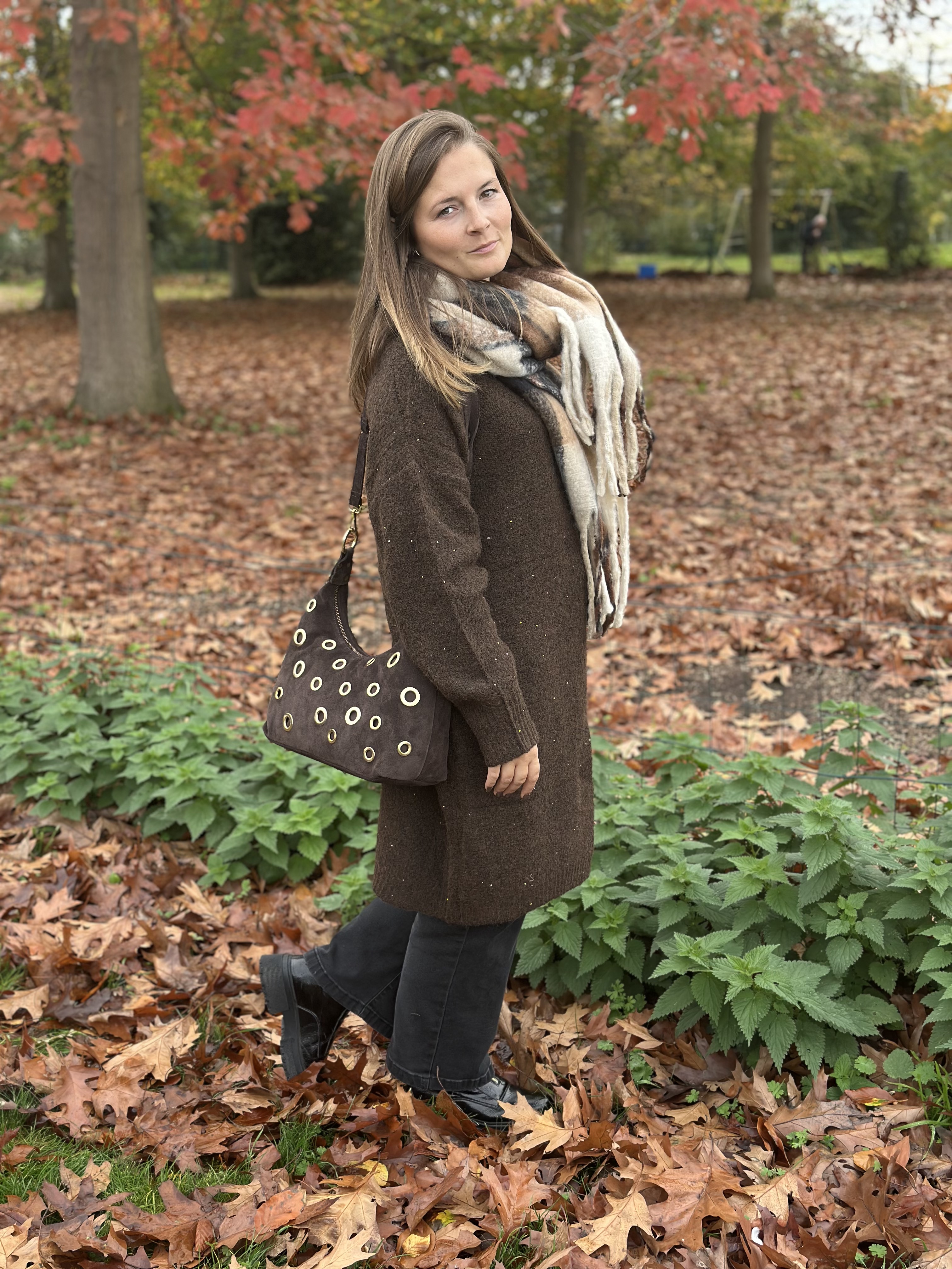 Gilet coffee avec brillants