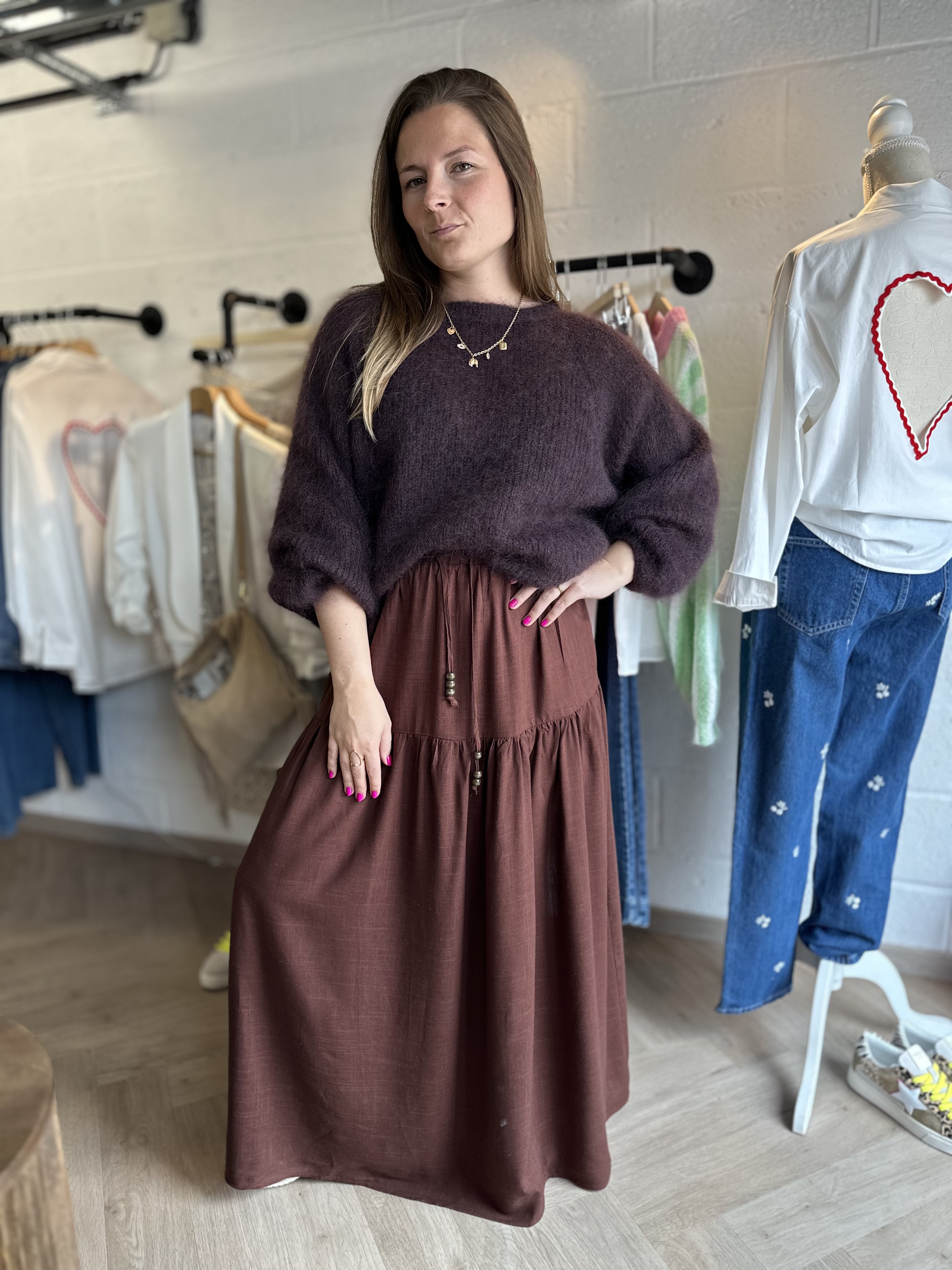 Jupe choco en lin mélangé