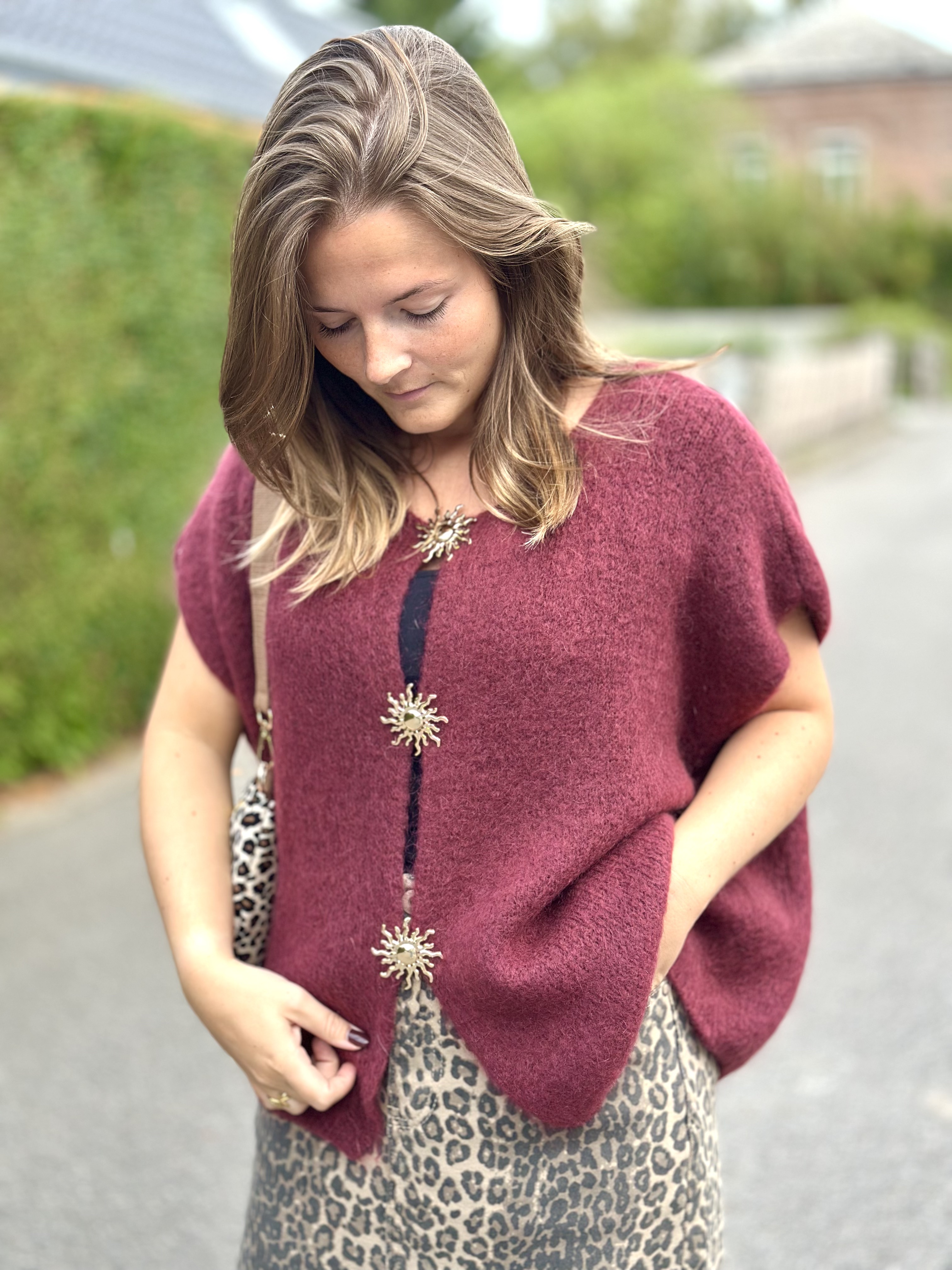 Gilet bijoux bordeaux Farfalla