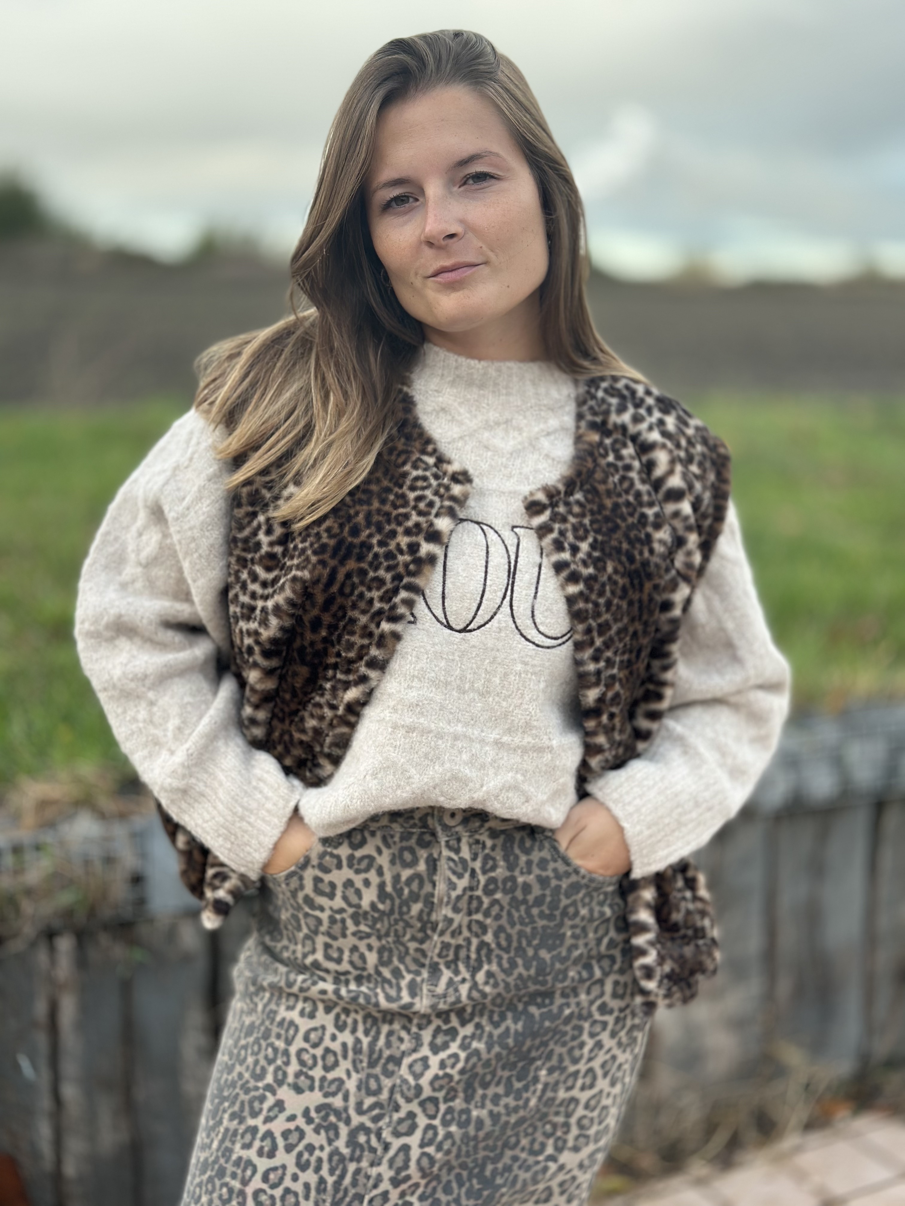 Gilet en fausse fourrure léopard, Joyna