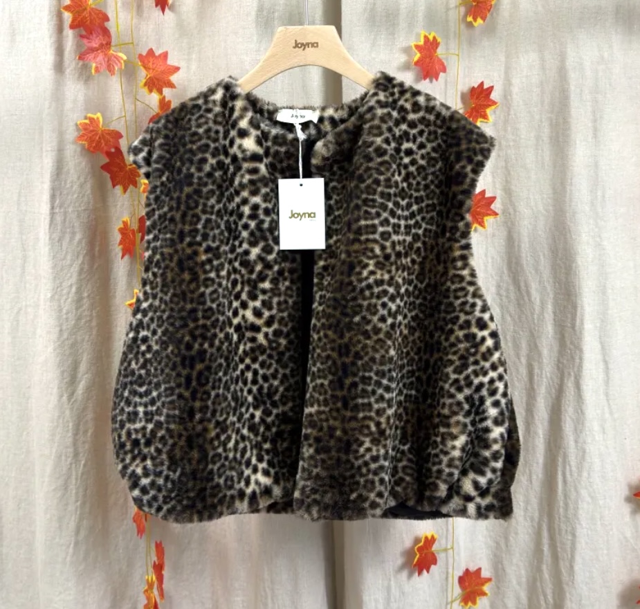 Gilet en fausse fourrure léopard, Joyna