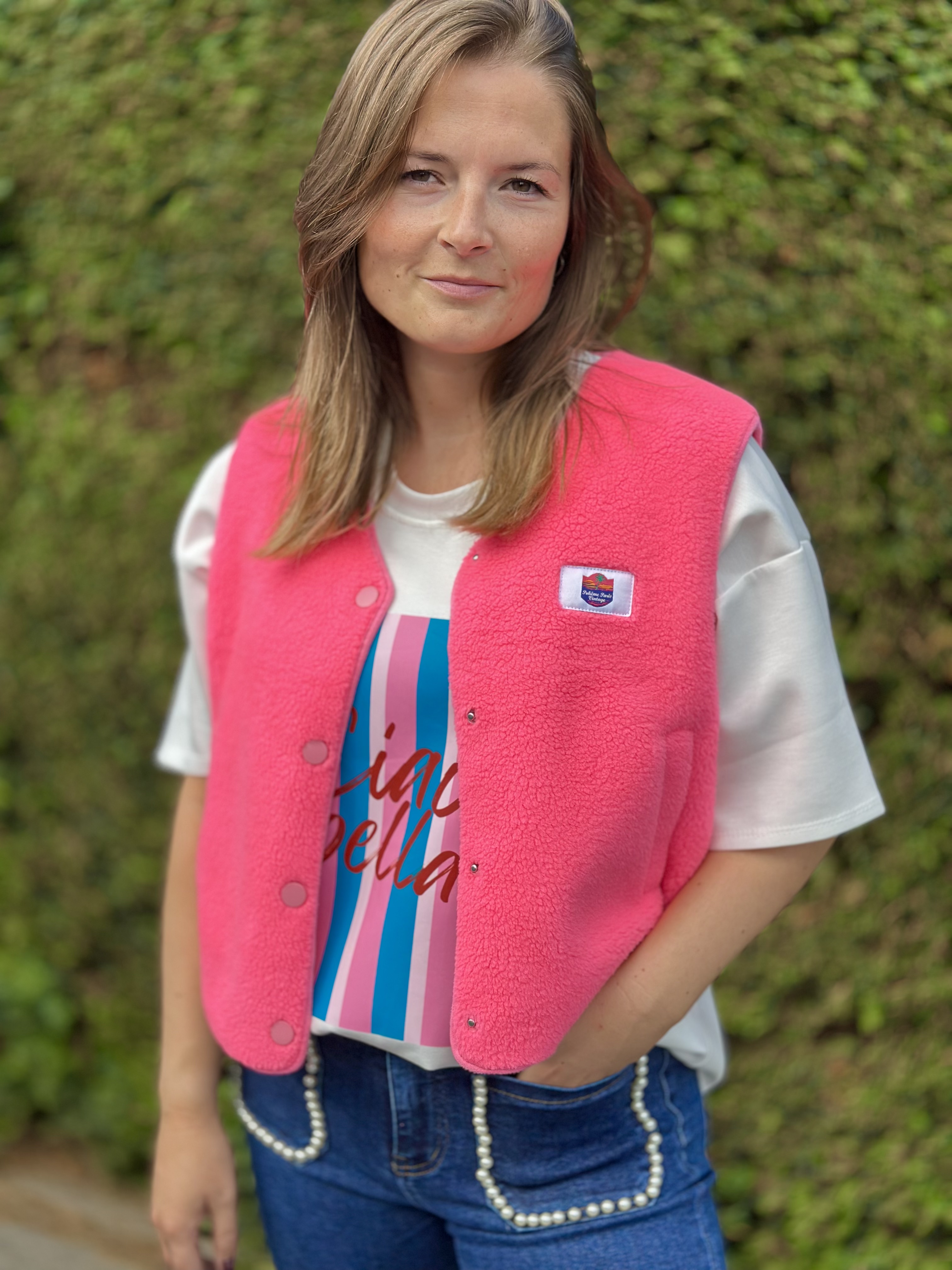 Gilet rose en polaire