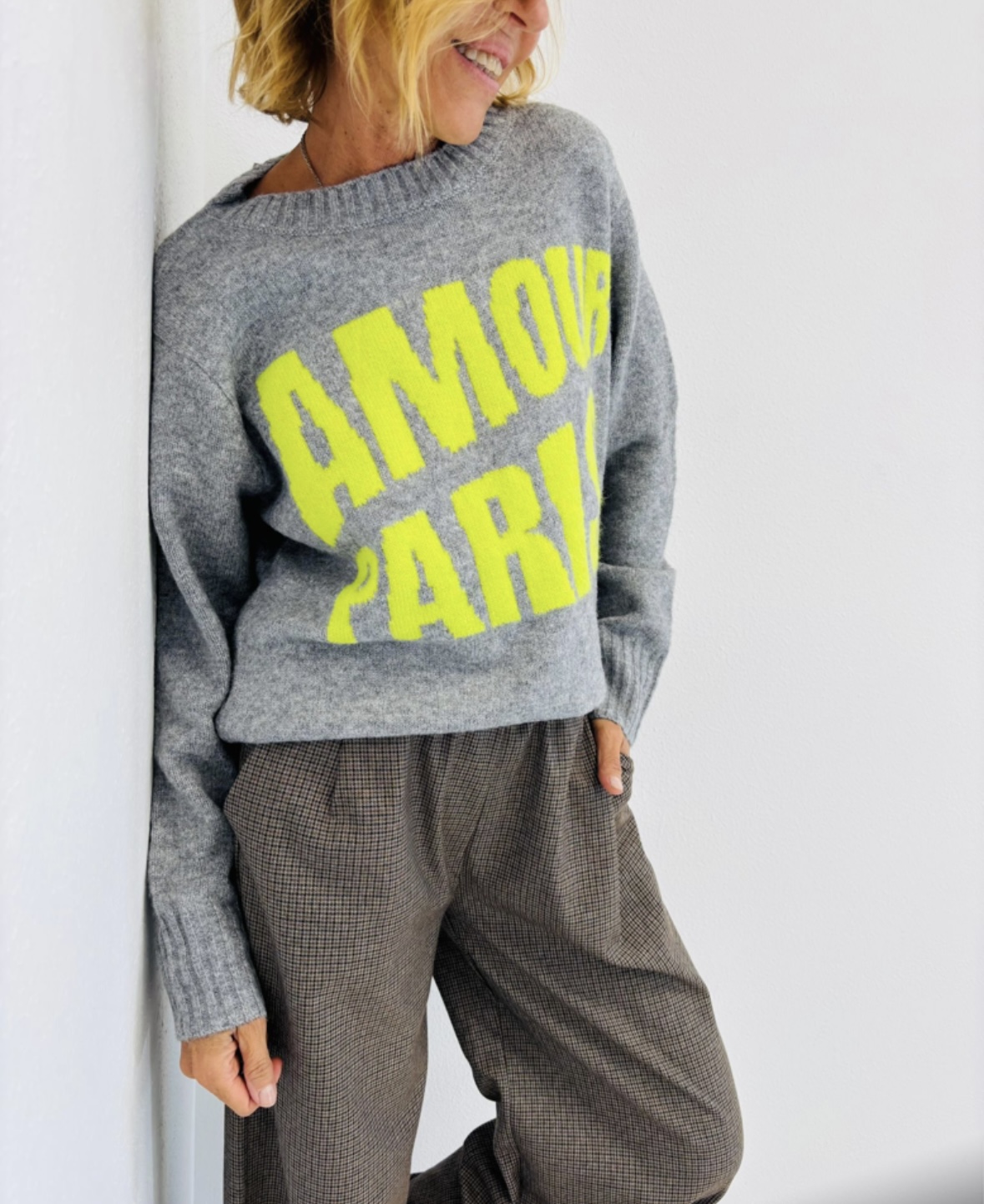 Pull 'Amour Paris' gris