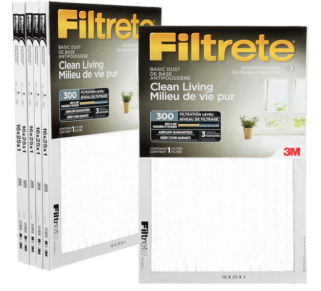  Ottawa Filtrete 16x25x1 Air Filters, MPR 300, MERV 5 – Basic Dust Protection | 6 filters 