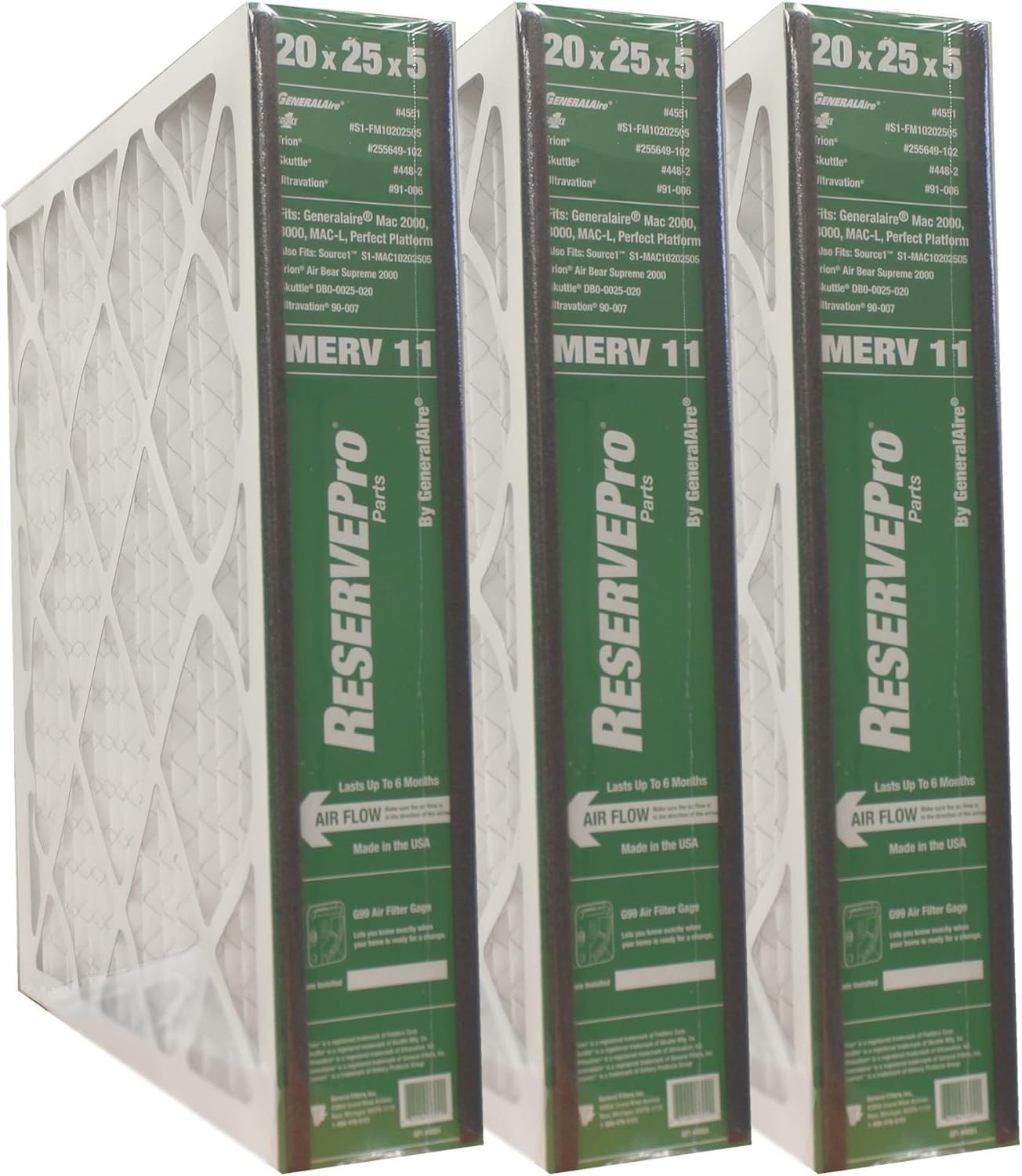 GeneralAire #4501 ReservePro 20x25x5 Furnace Filter – Box of 3 for Ottawa