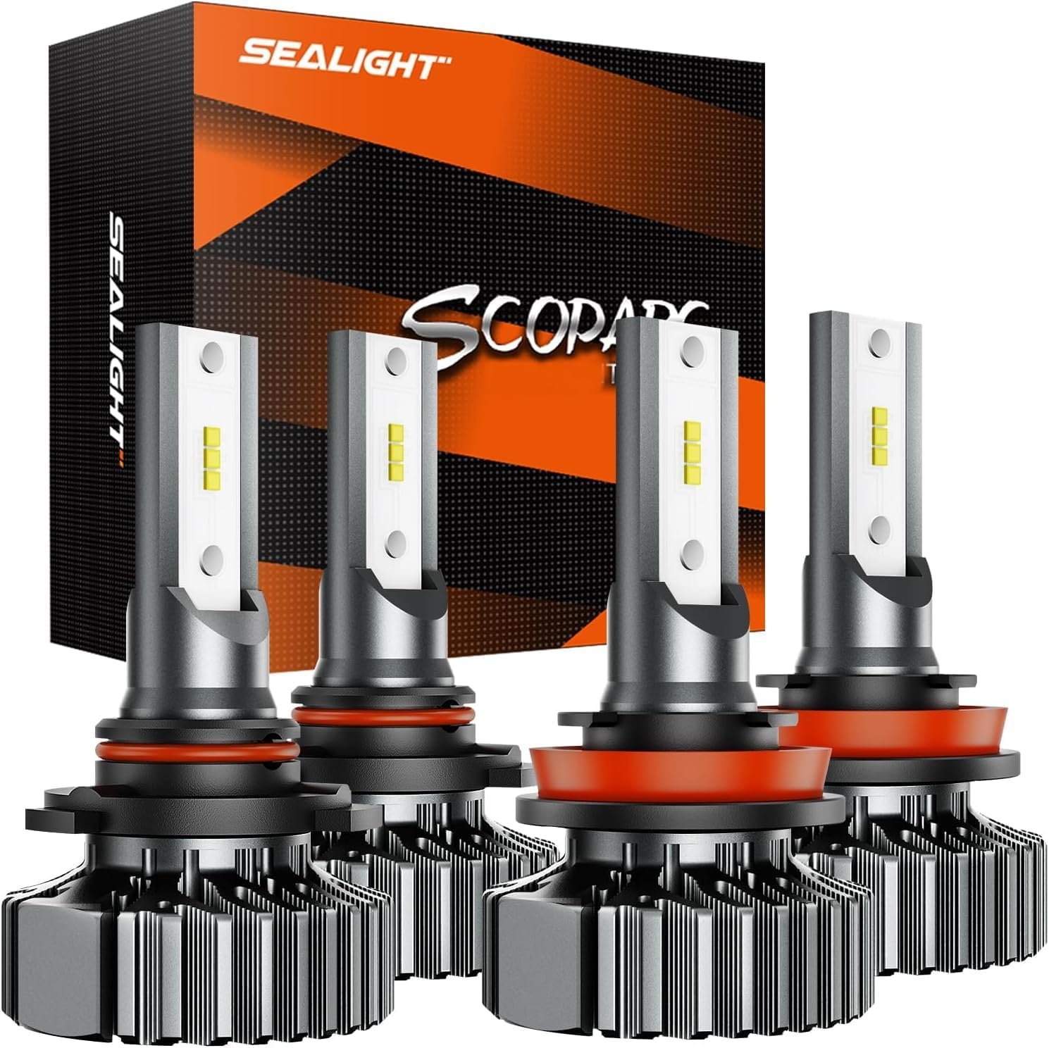 Ottawa Sealight H11/H9/H8 9005/HB3 LED headlight bulbs kit – 600% brighter illumination, 6000K bright white light, halogen replacement, easy installation, pack of 4