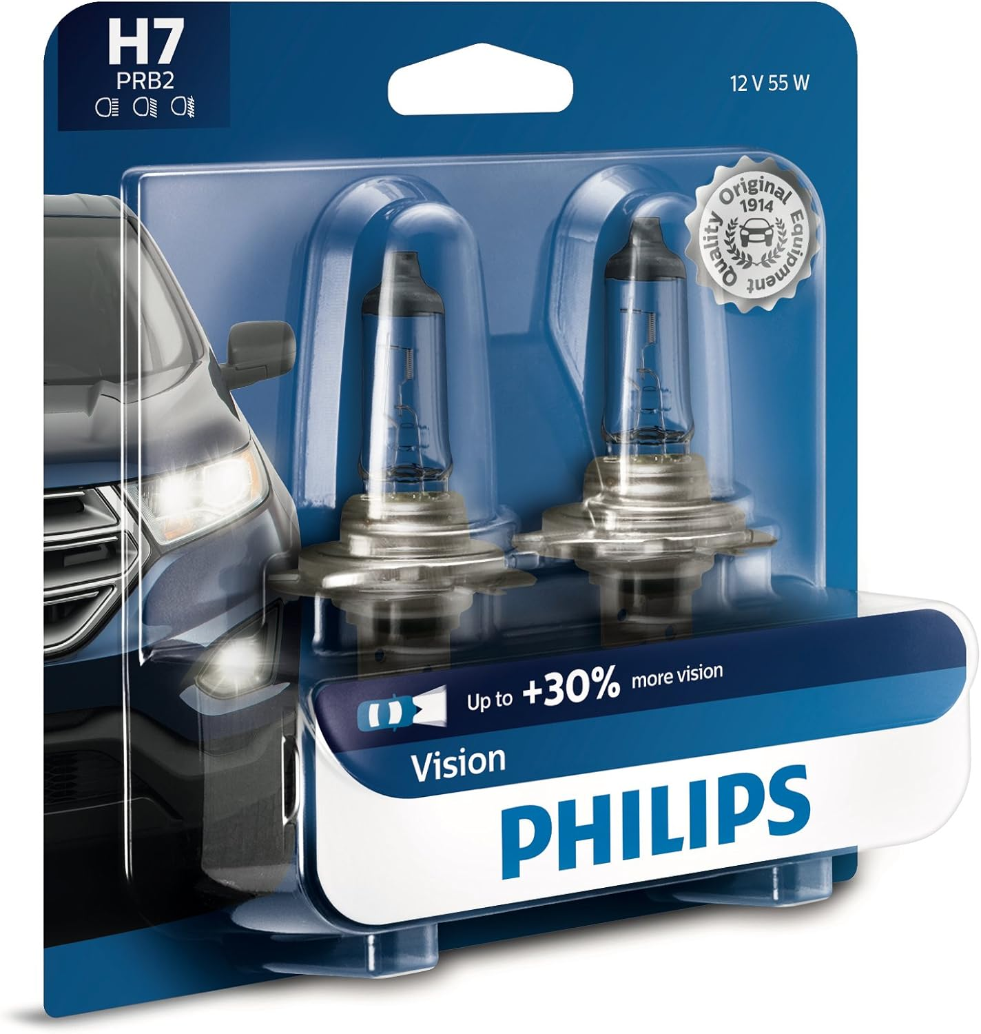 Ottawa Philips H7 Vision Headlight Bulb - 30% More Visibility, 2 Pack