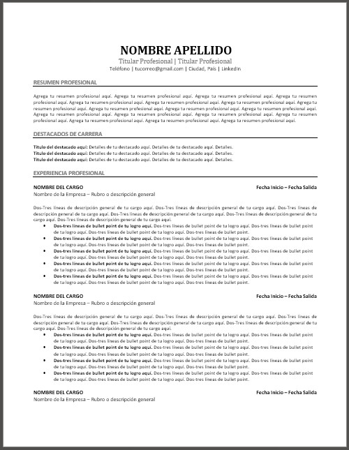 Formato de Currículum #1