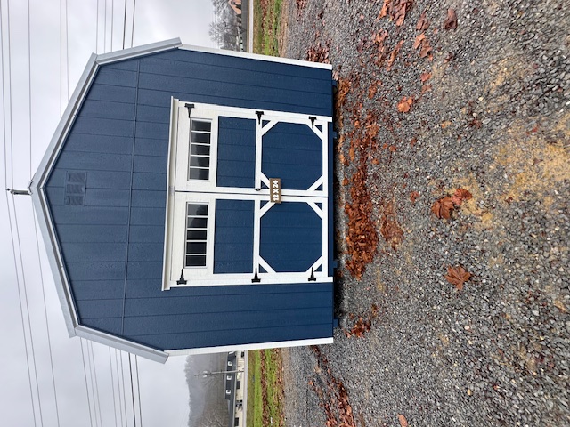 12 x 24 High Wall Barn w/Double WorkBench & Shelving