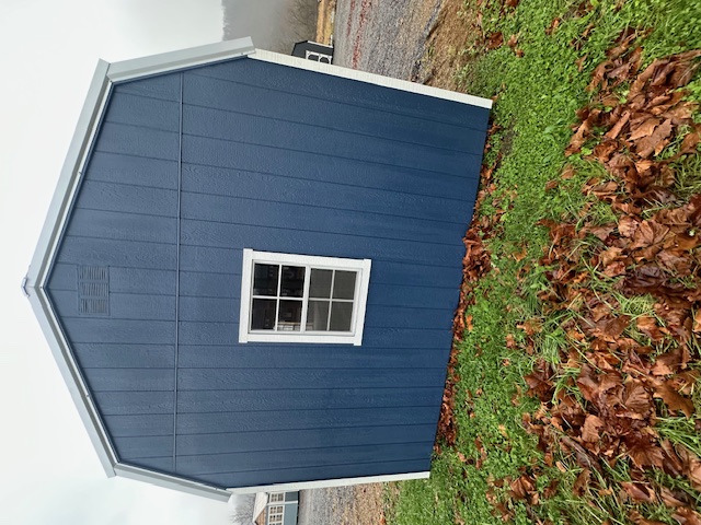 12 x 24 High Wall Barn w/Double WorkBench & Shelving