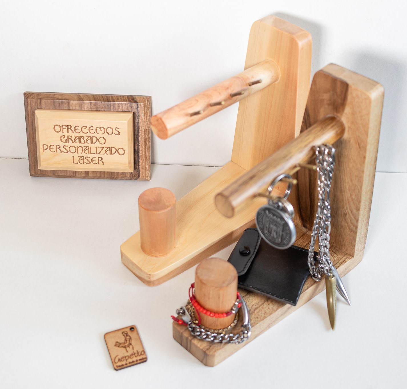 Organizador de escritorio Madera pulseras - reloj