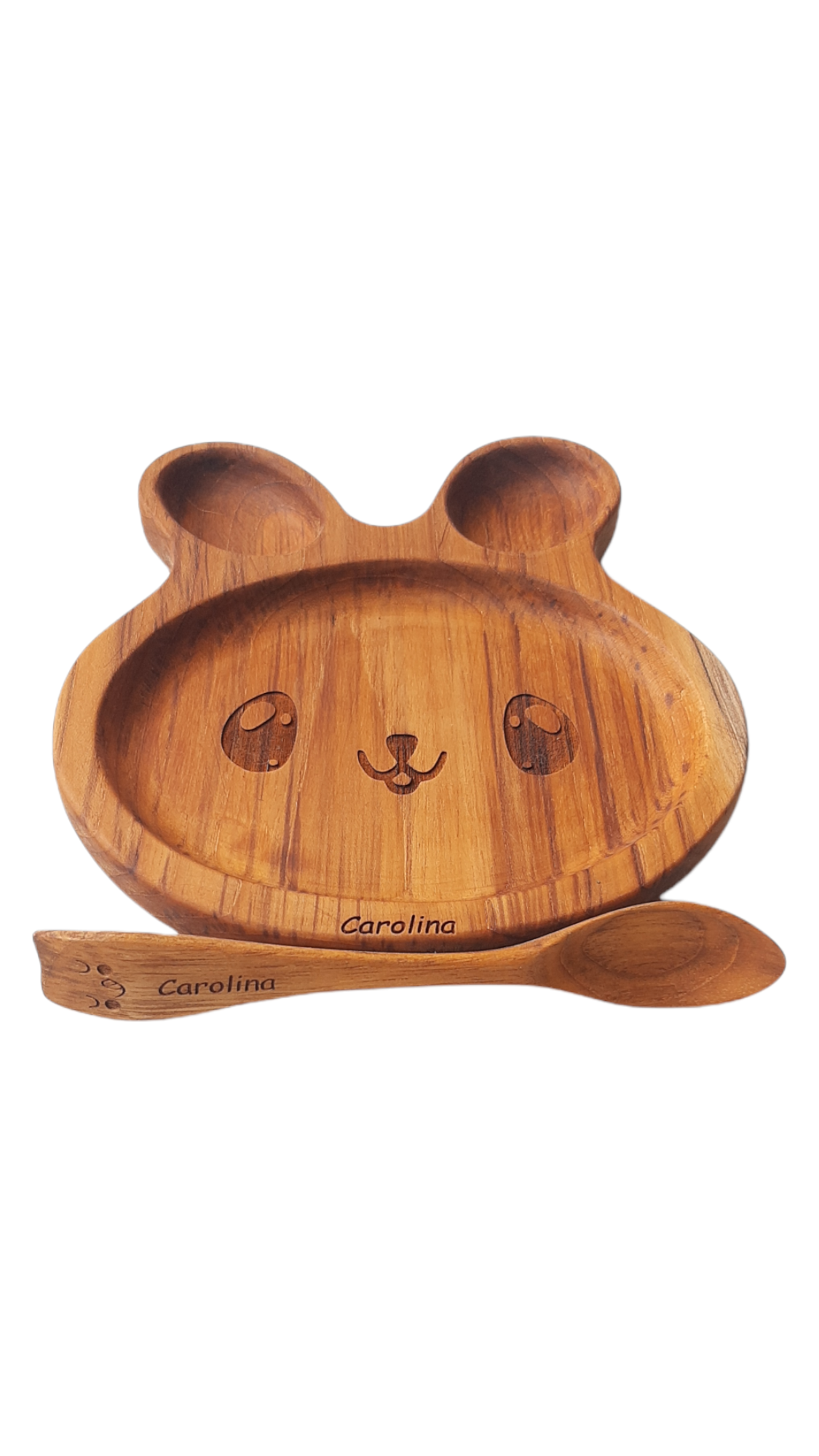 Plato madera Teca para bebe