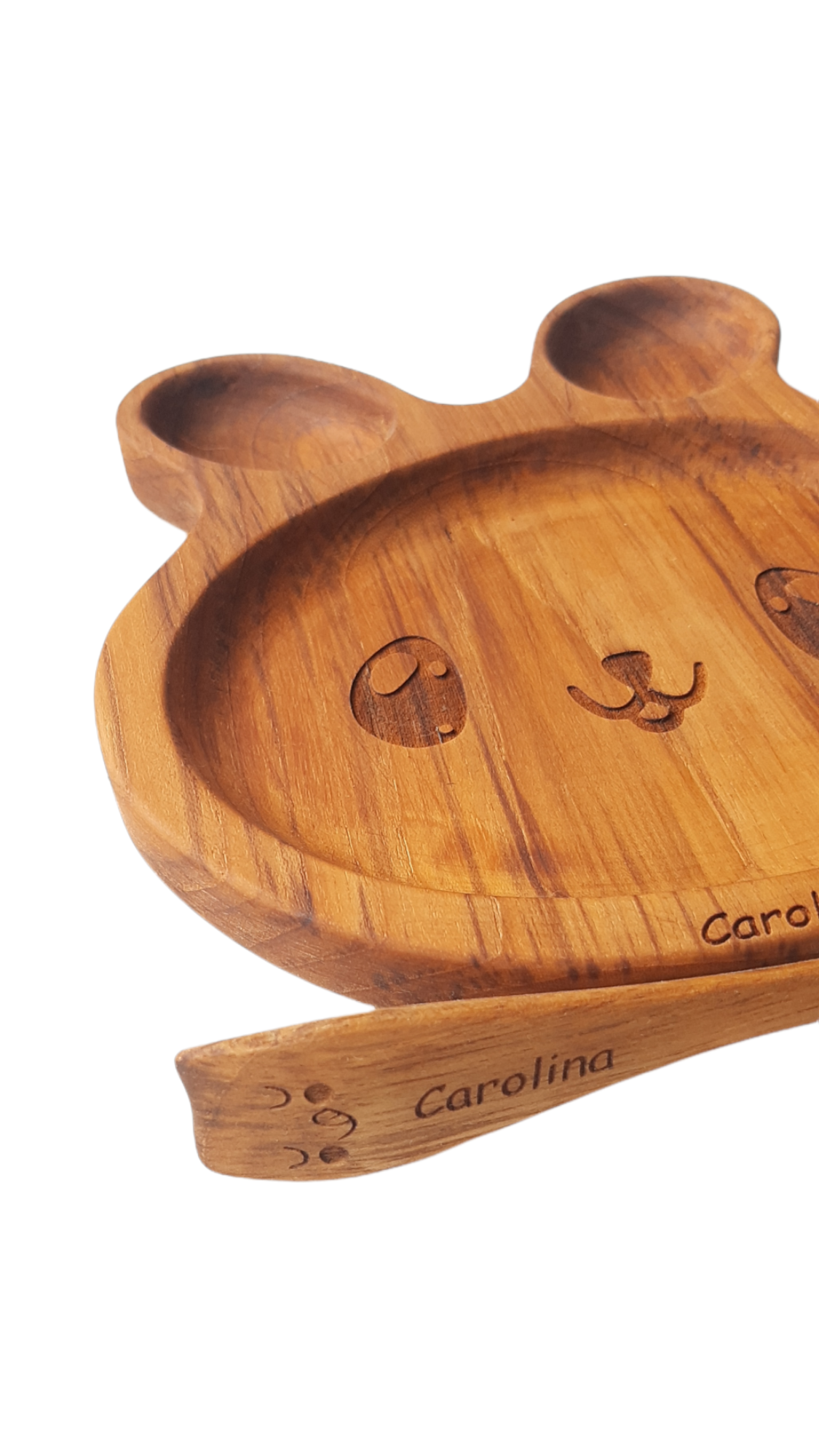 Plato madera Teca para bebe