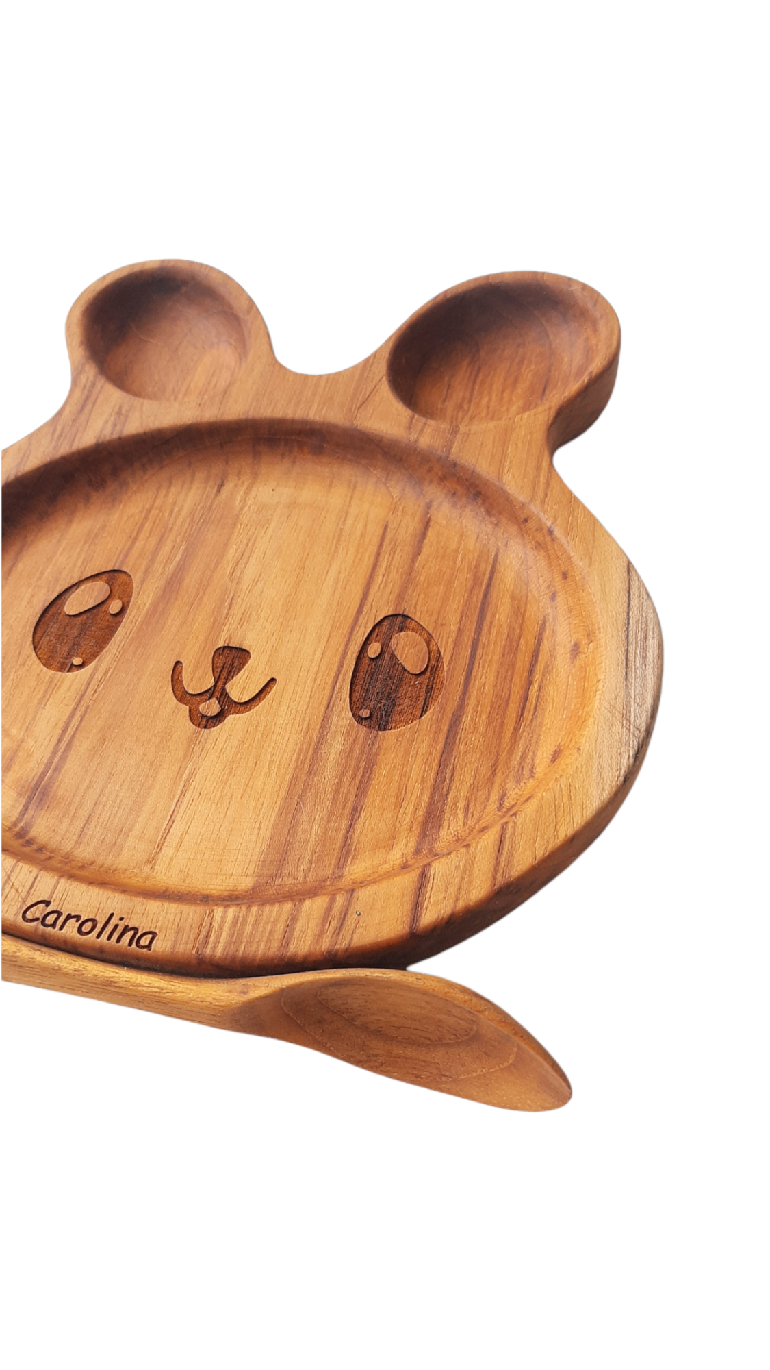 Plato madera Teca para bebe