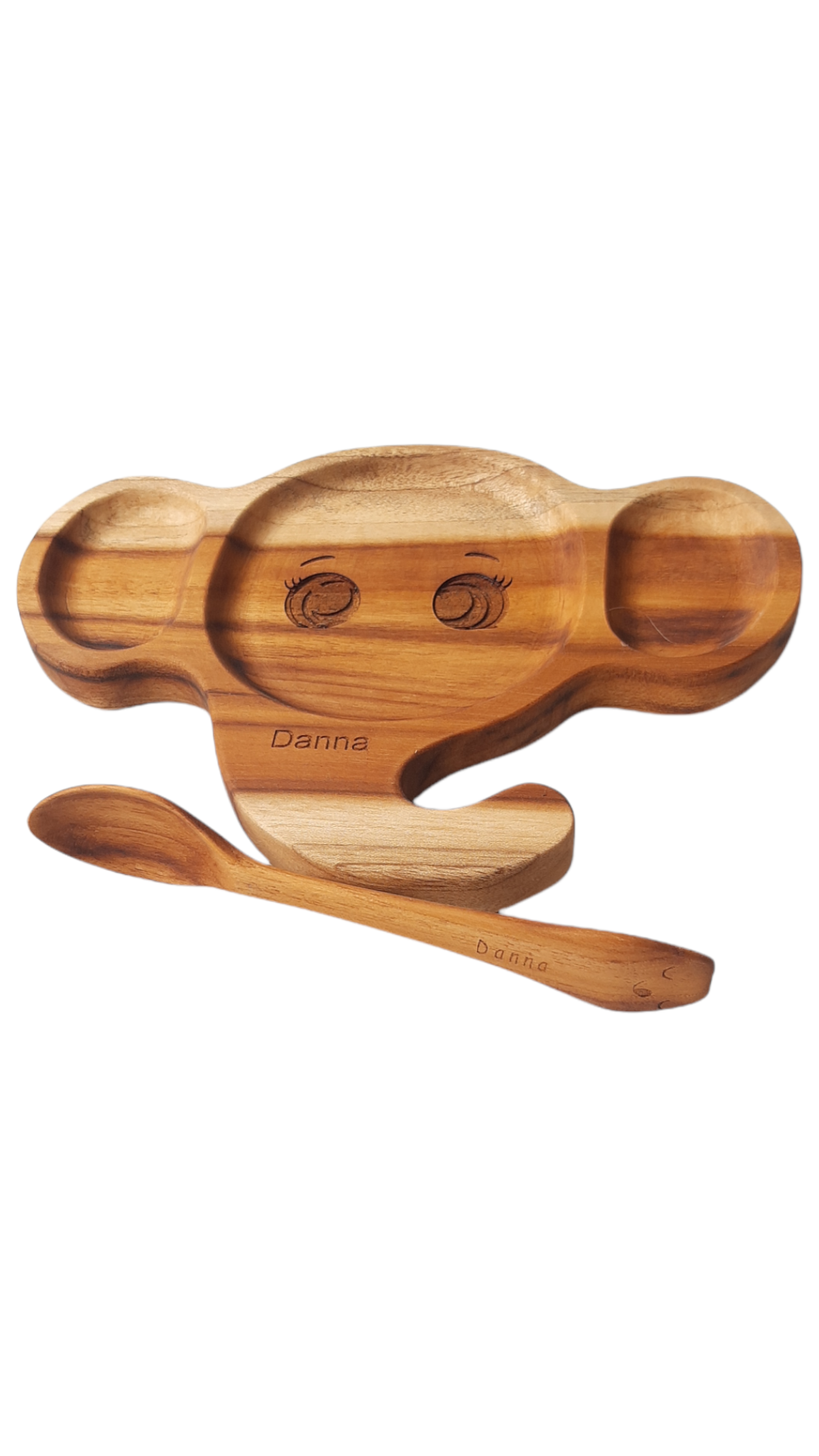 Plato madera Teca para bebe Elefante